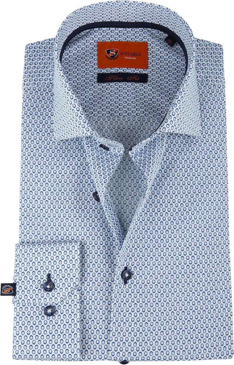 Suitable Chemise Yeux Coupe Slim Bleu taille 38