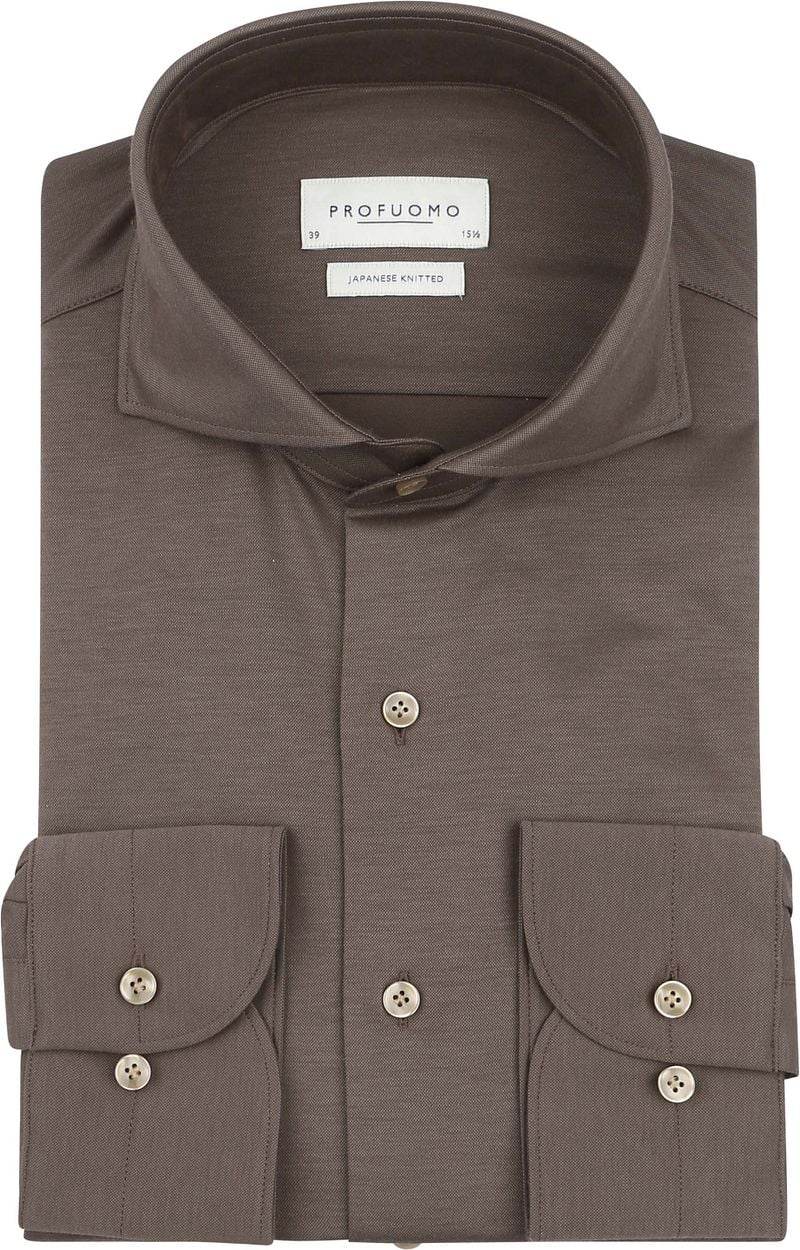Profuomo Japanese Knitted Hemd Braun - Größe 41 günstig online kaufen