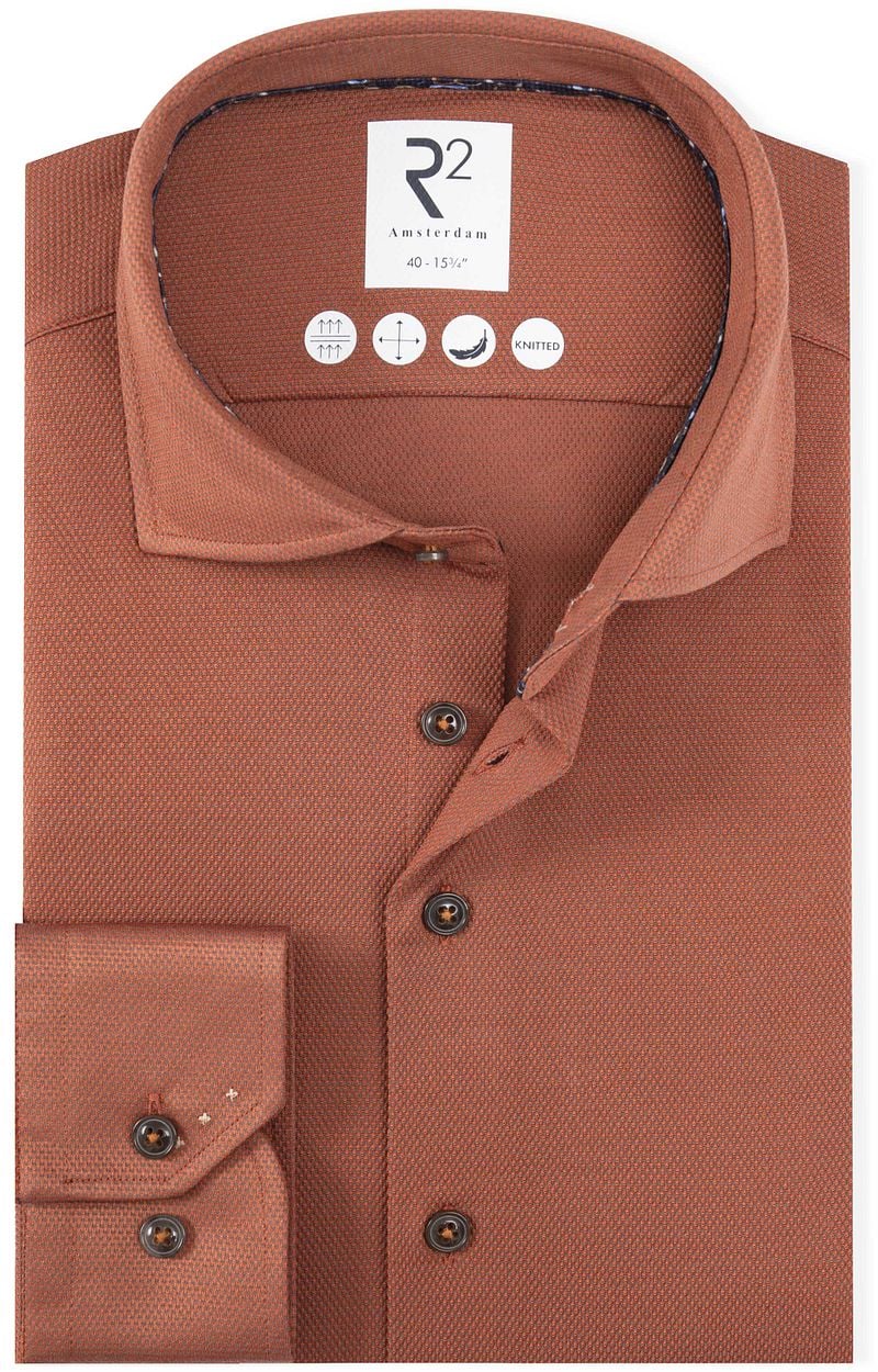 R2 Hemd Dobby Poplin Brique - Größe 42 günstig online kaufen