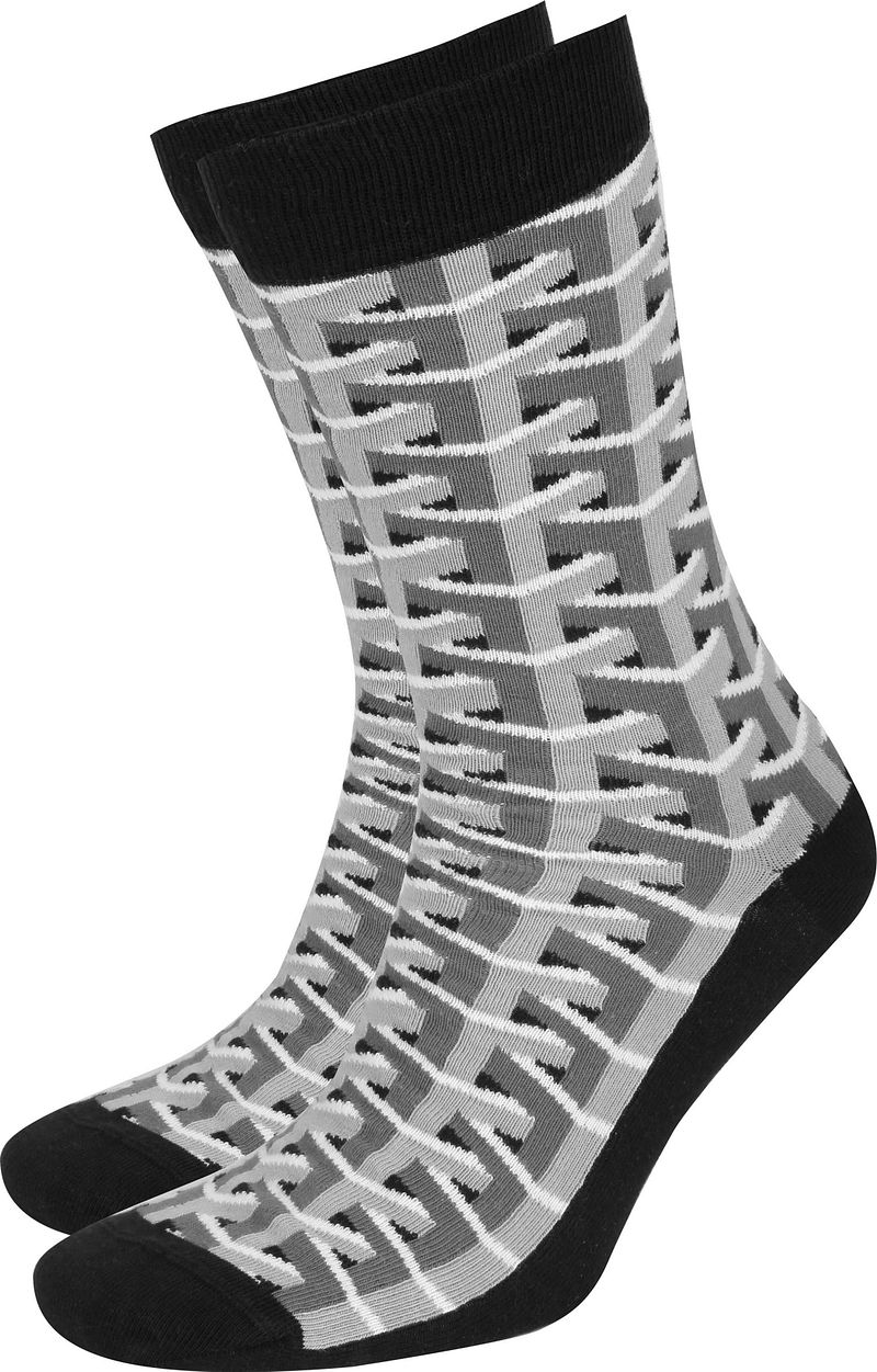 Suitable Chaussettes Motif 3D  Noir Gris taille 42-46