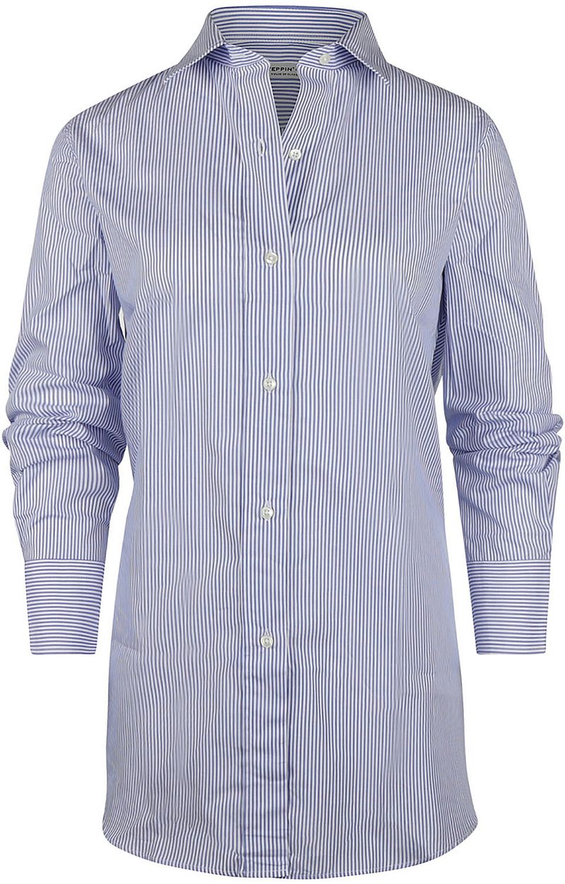Steppin' Out Blouse Sara Poplin Streep Blauw