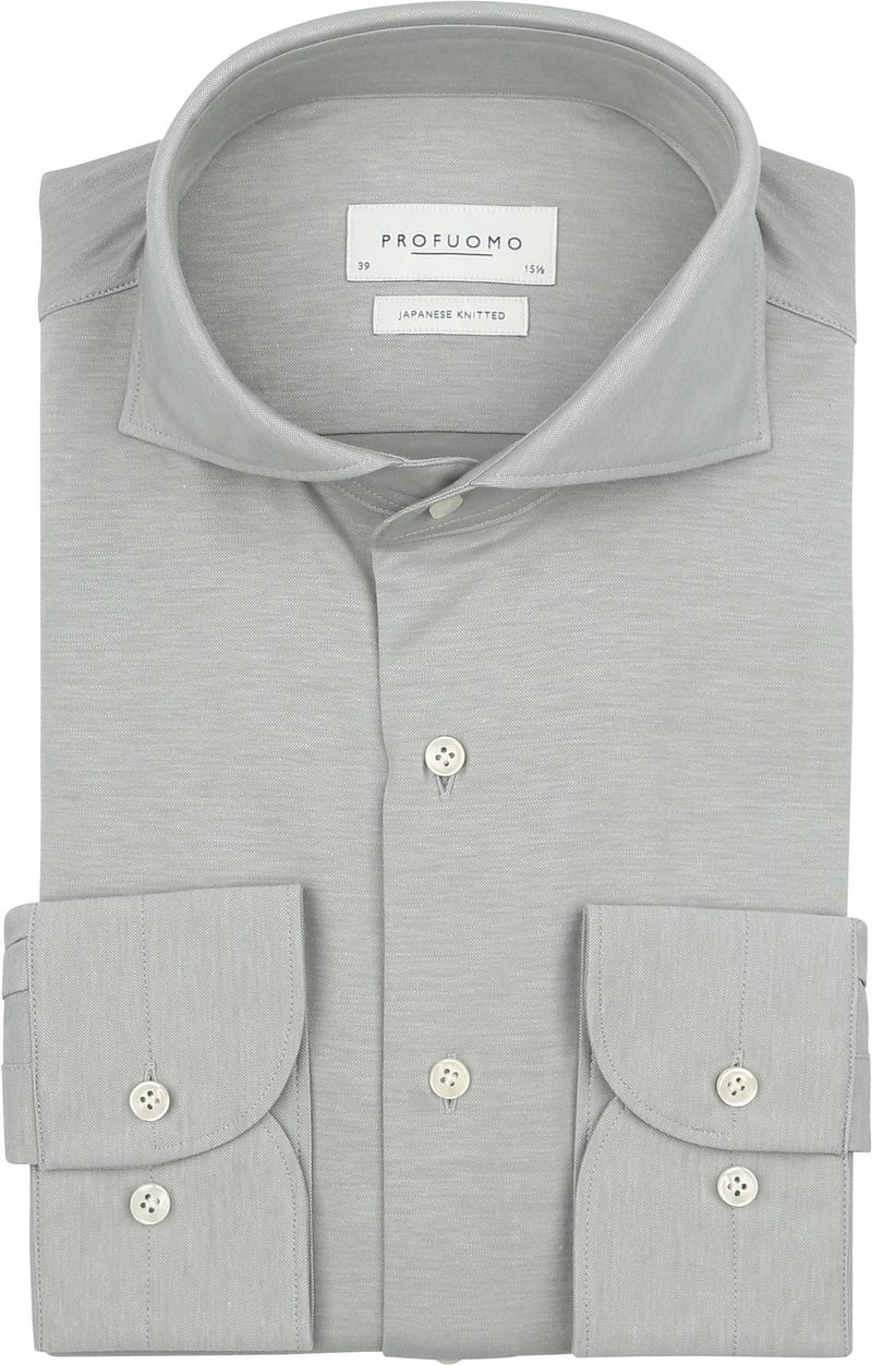 PROFUOMO Heren Overhemden Shirt X-cutaway Japanese Knitted Grijs
