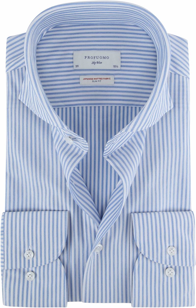 Profuomo Chemise Sky Blue Tricot Japonais Rayures Ciel  Bleu clair Bleu taille 43