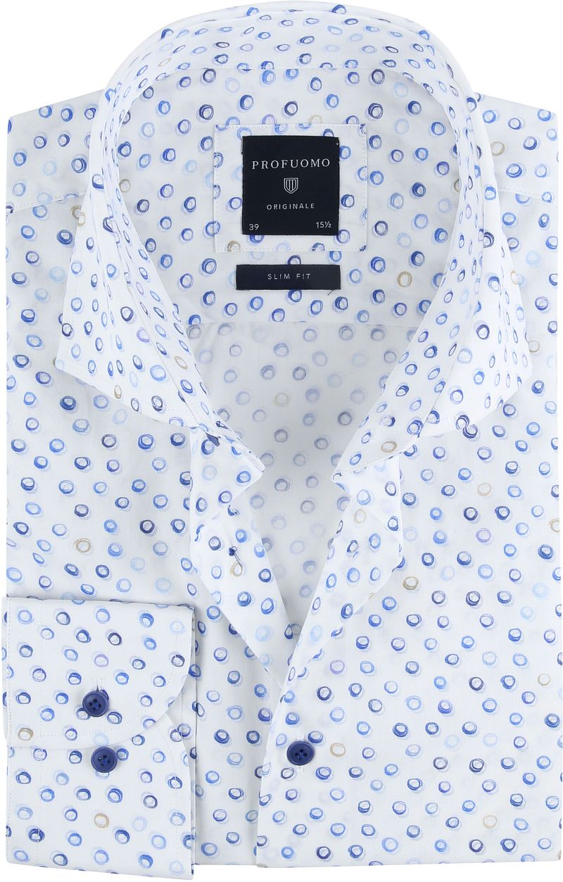 Profuomo Chemise Coupe Slim Cercle Bleu  Blanc taille 39