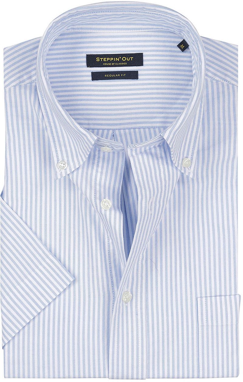 Steppin' Out Short Sleeve Overhemd Streep Lichtblauw