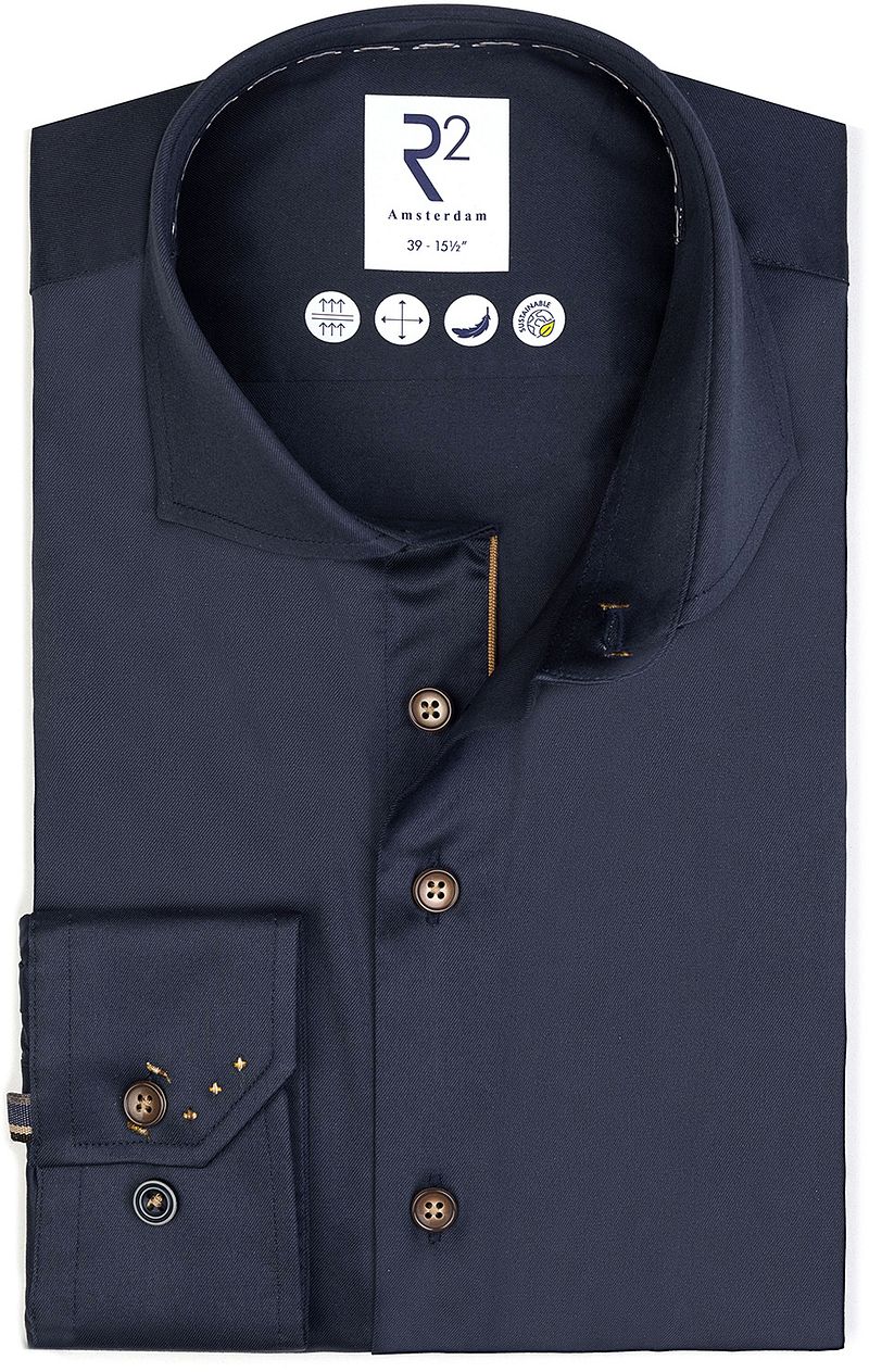 R2 Hemd Fine Twill Navy  - Größe 46 günstig online kaufen
