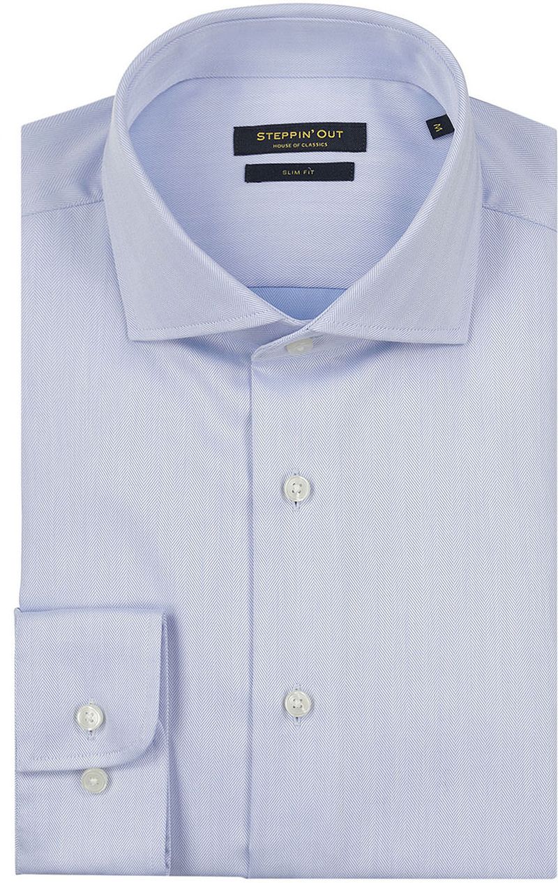 Steppin' Out Hemd Slim-Fit Herringbone Hellblau - Größe 3XL günstig online kaufen