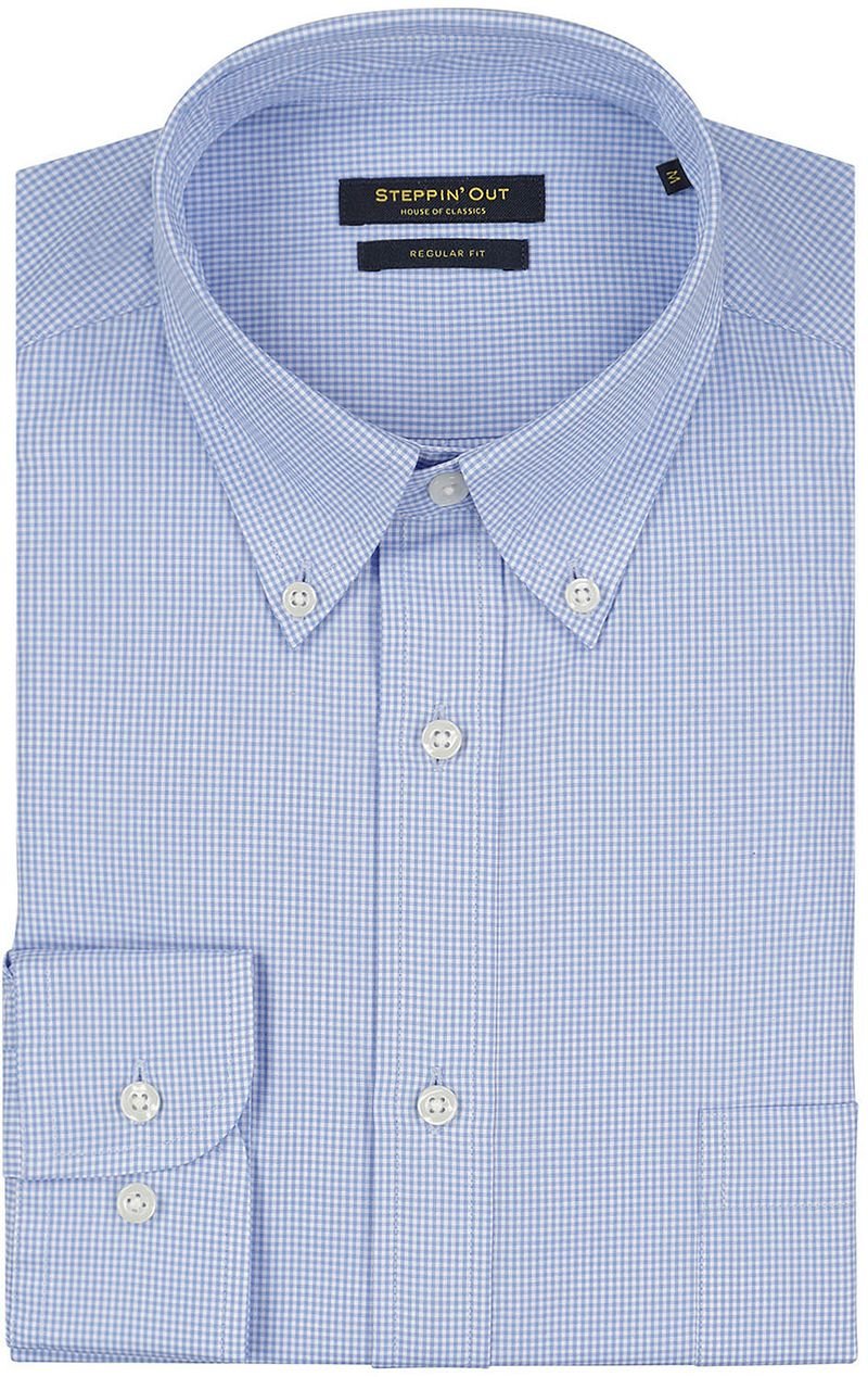 Steppin' Out Hemd Mini Karos Hellblau - Größe M günstig online kaufen