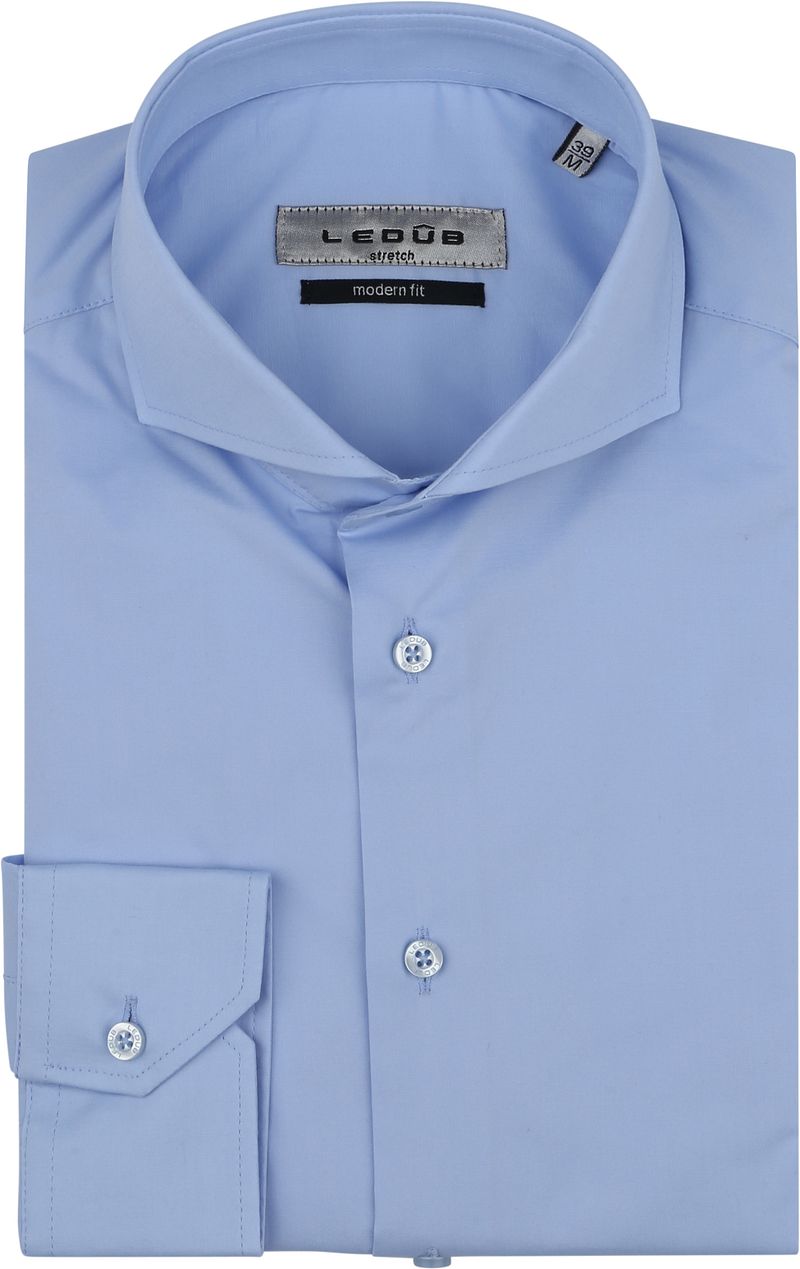 Ledub Stretch overhemd blauw Modern Fit