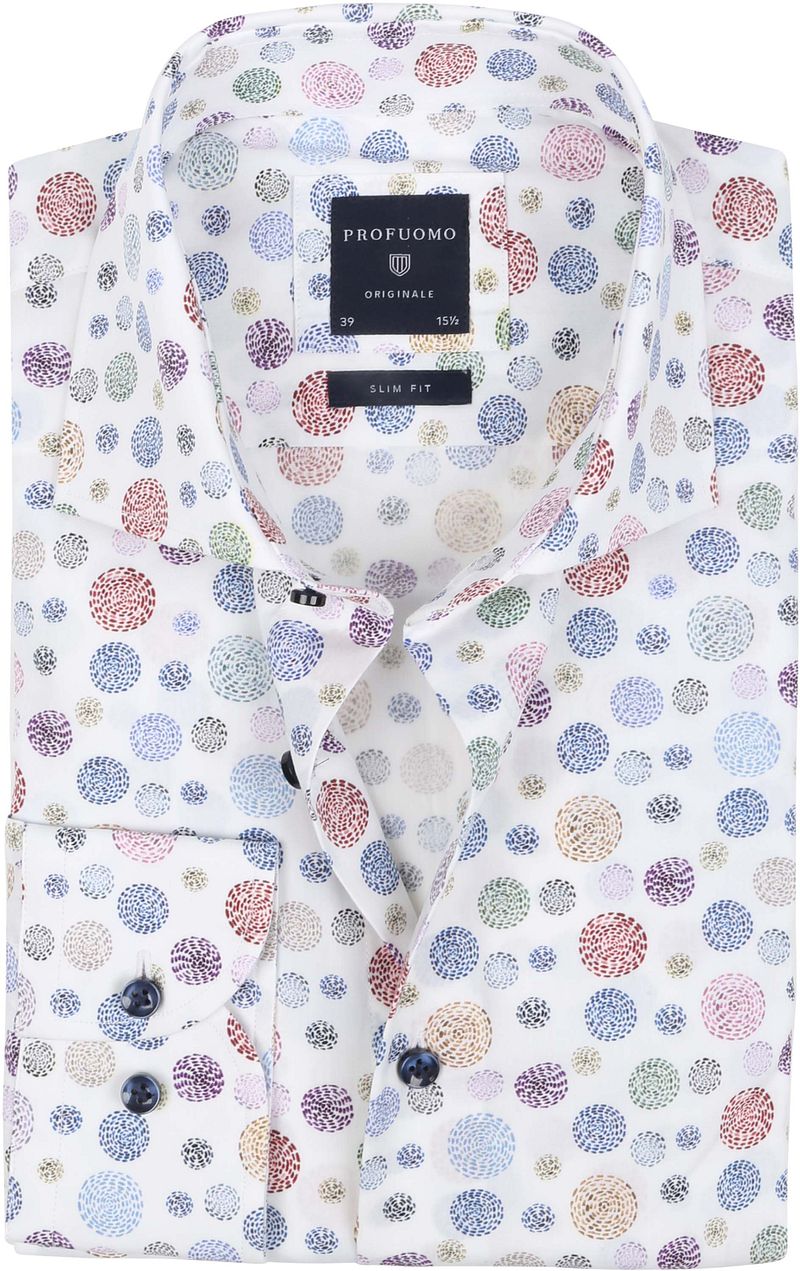 Profuomo Chemise Coupe Slim Cercles Multicolores Multicoloré taille 38