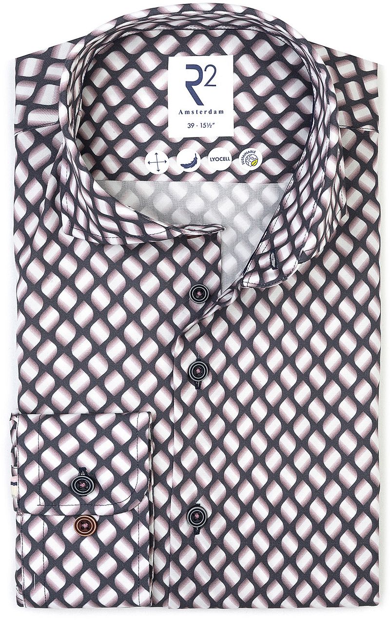 R2 Hemd Twill Leave Druck Multicolour - Größe 41 günstig online kaufen