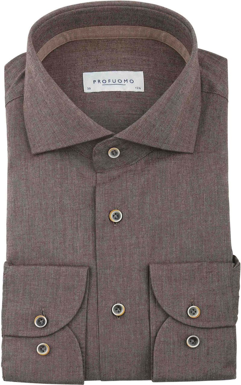 Profuomo Overhemd Flanel Bruin