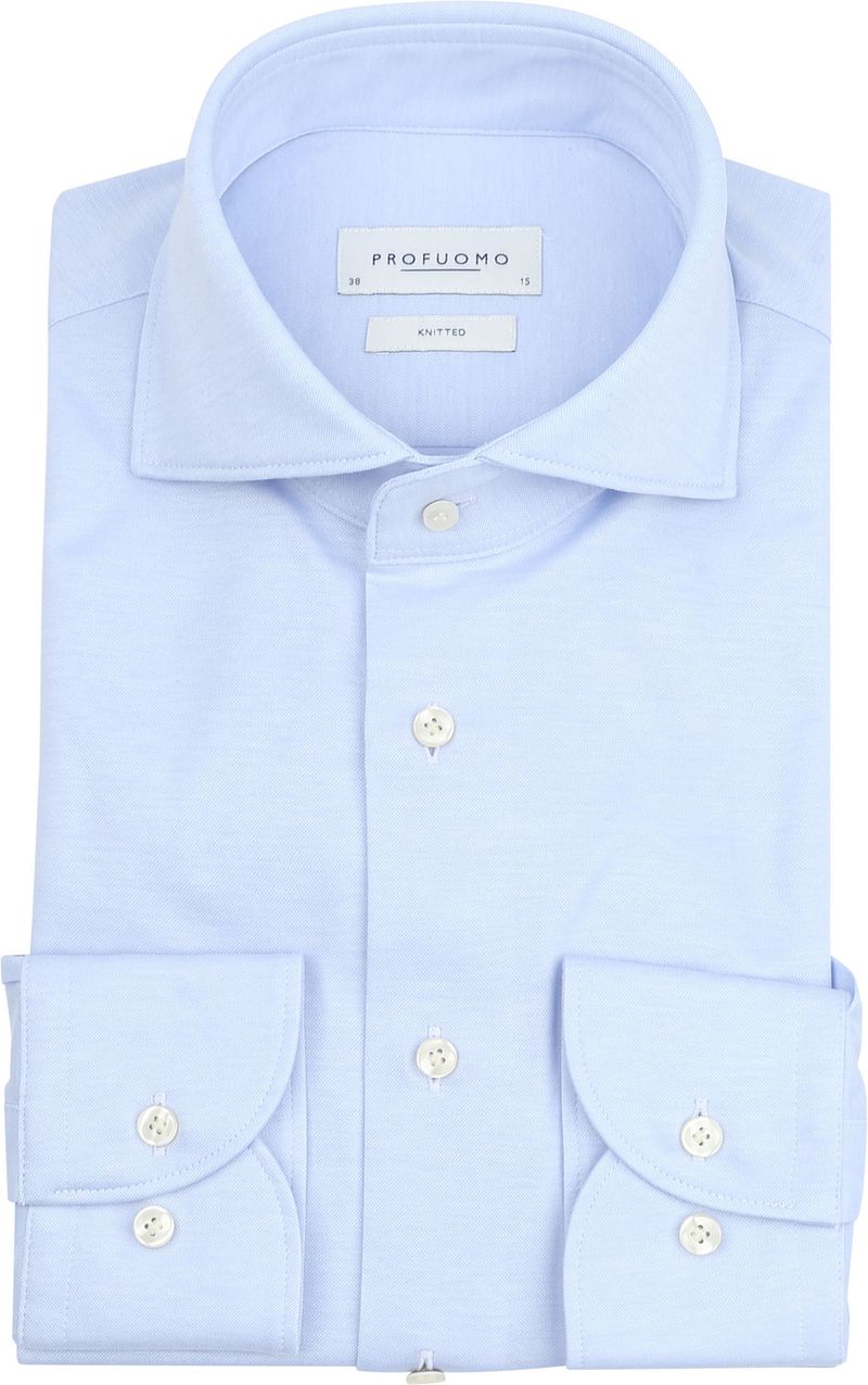 Profuomo Knitted Hemd Hellblau  - Größe 43 günstig online kaufen