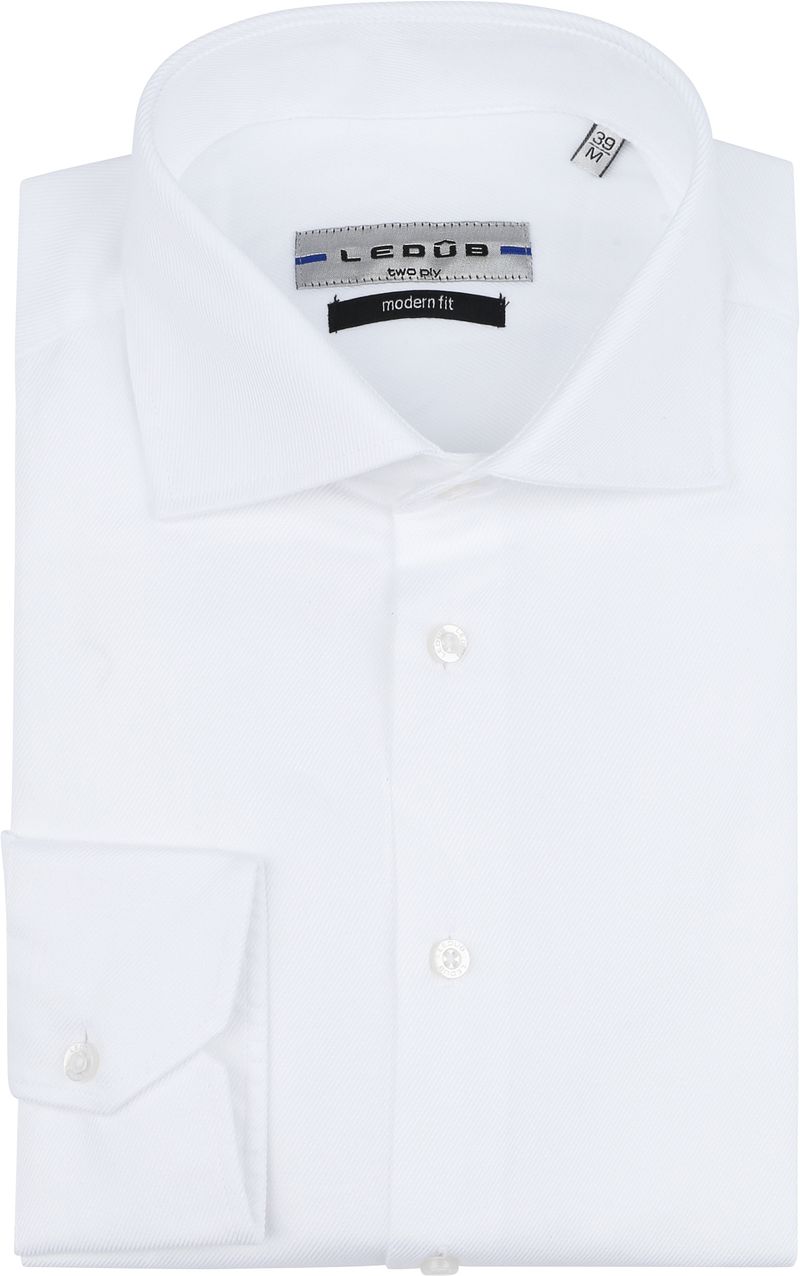 Ledub overhemd Modern Fit Two Ply wit