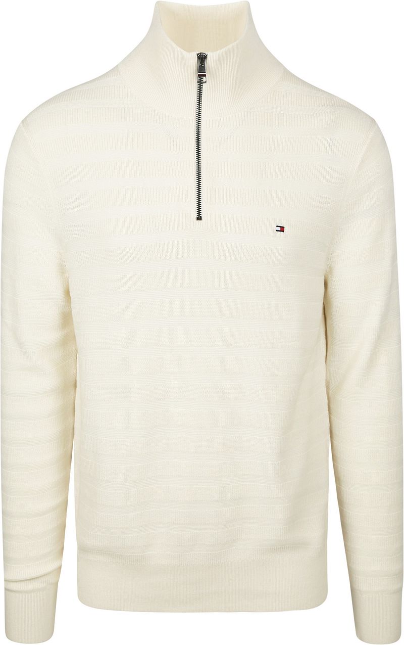 Tommy Hilfiger Pullover Halfzip Structure Ivory  - Größe XL günstig online kaufen