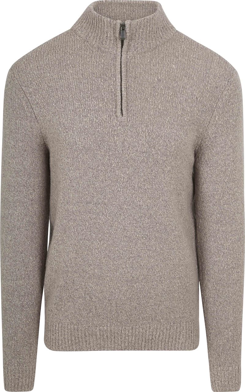 Suitable Half Zip Pullover Boiled Wool Taupe