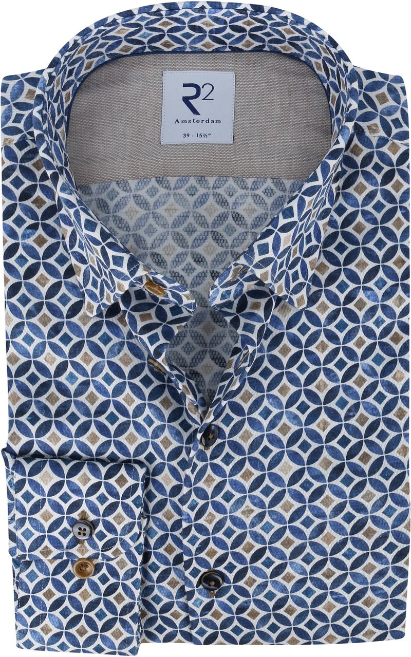 R2 Chemise Motif Cercles Bleu   Multicoloré Bleu foncé taille 38