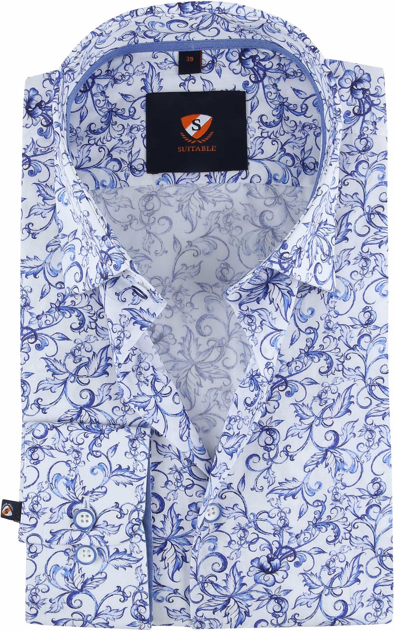 Suitable Chemise HBD Fleurs Encrées  Bleu taille 38