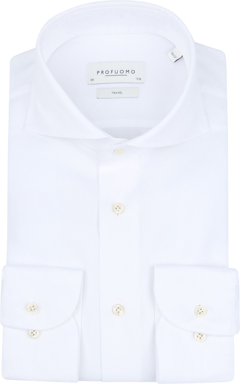 Profuomo Shirt Extra Lange Mouwen Travel Wit