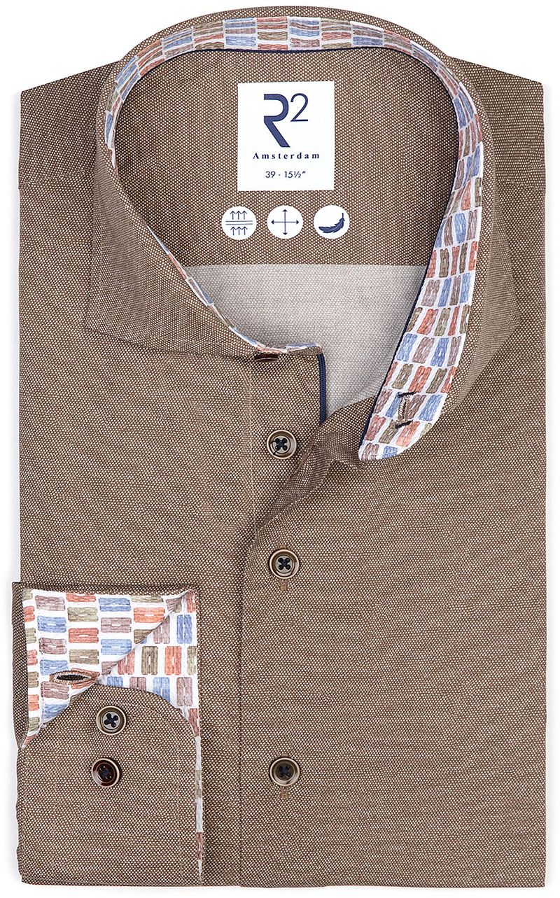 R2 Hemd Melange Braun - Größe 37 günstig online kaufen