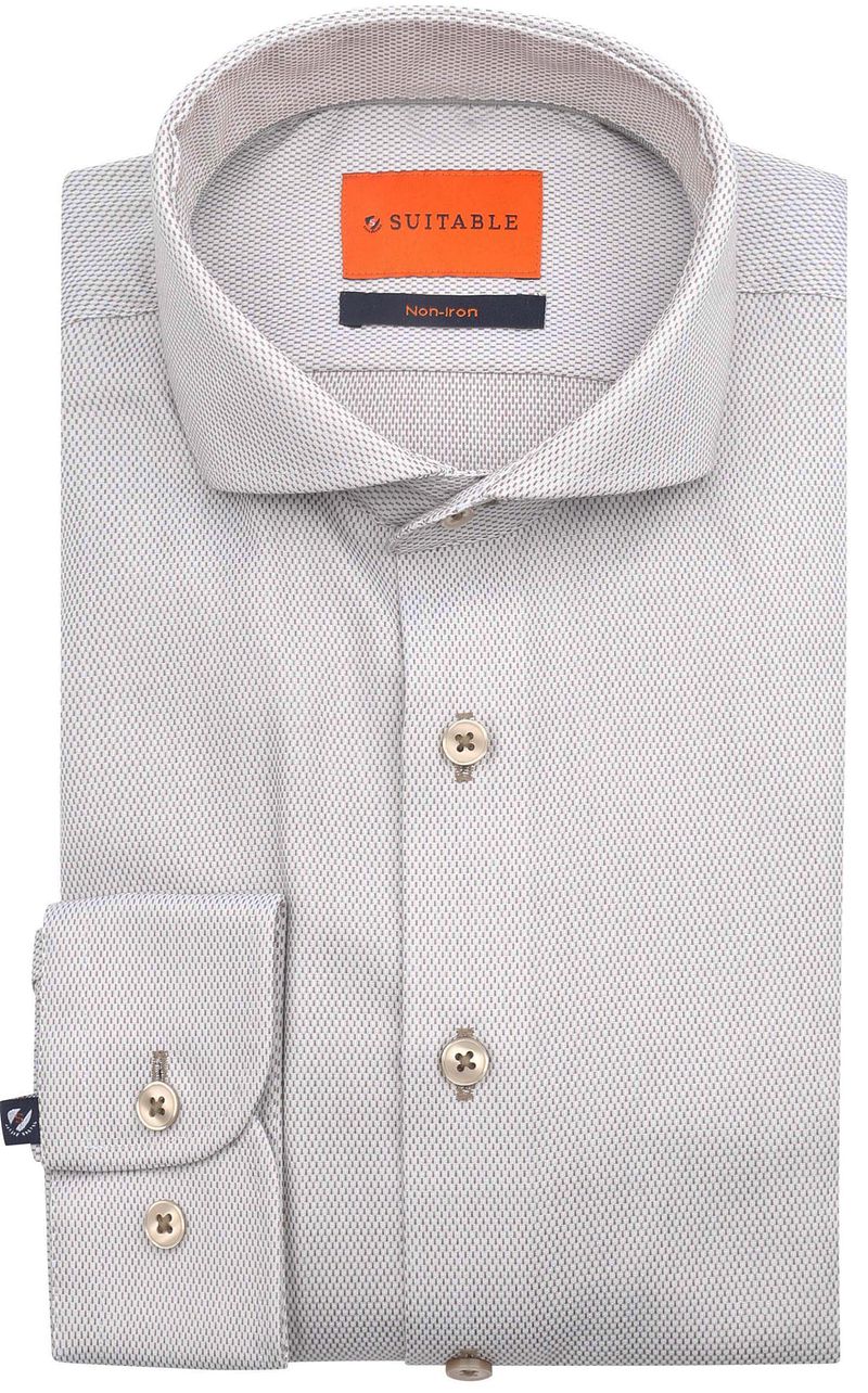 Suitable Hemd Jacquard Luxe Beige - Größe 40 günstig online kaufen