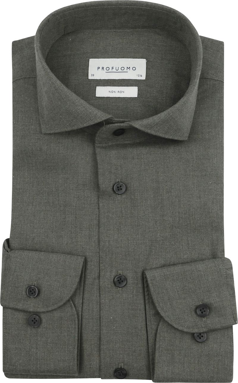 Profuomo Hemd Peached Twill Flanell Grün - Größe 37 günstig online kaufen