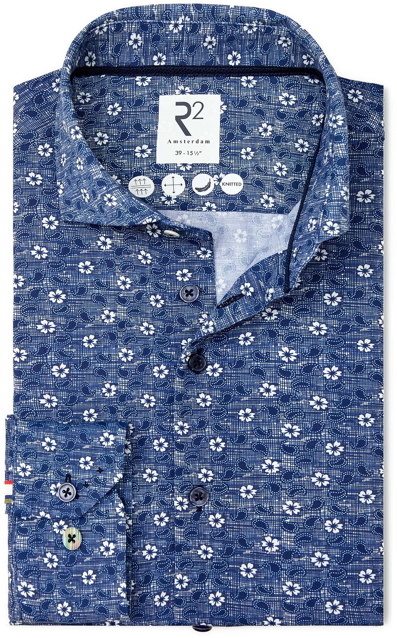 R2 Hemd Shortsleeve Druck Dunkelblau - Größe XL günstig online kaufen