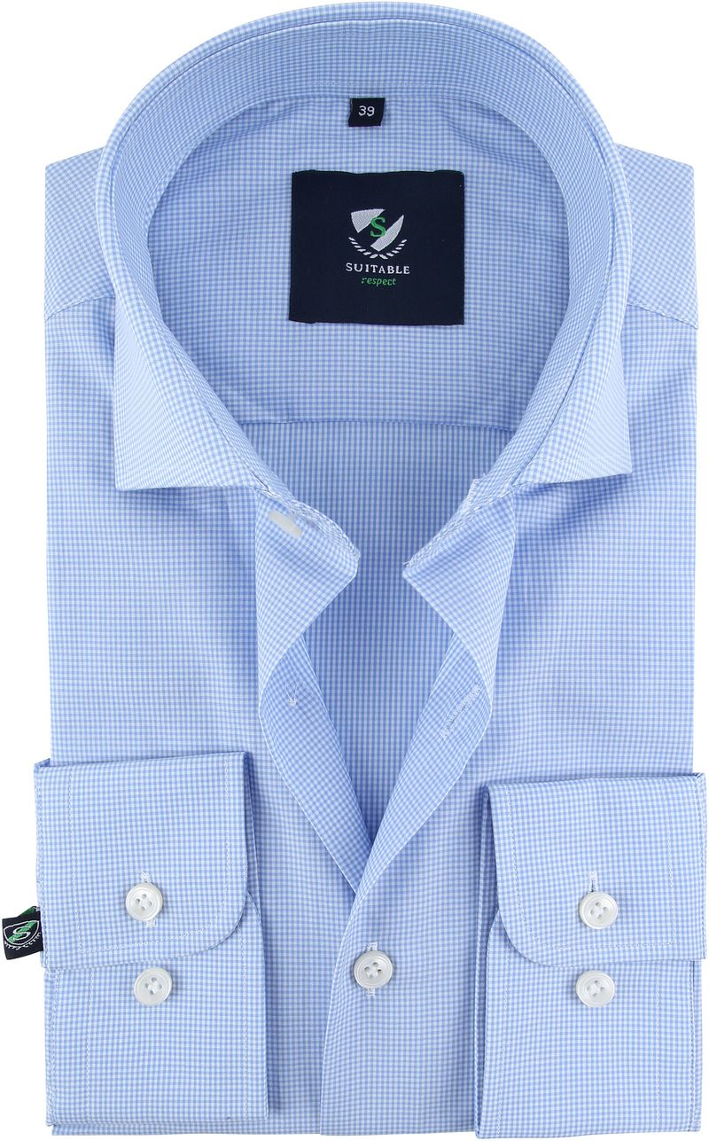 Suitable Respect Chemise Carreaux Bleu clair Bleu taille 39