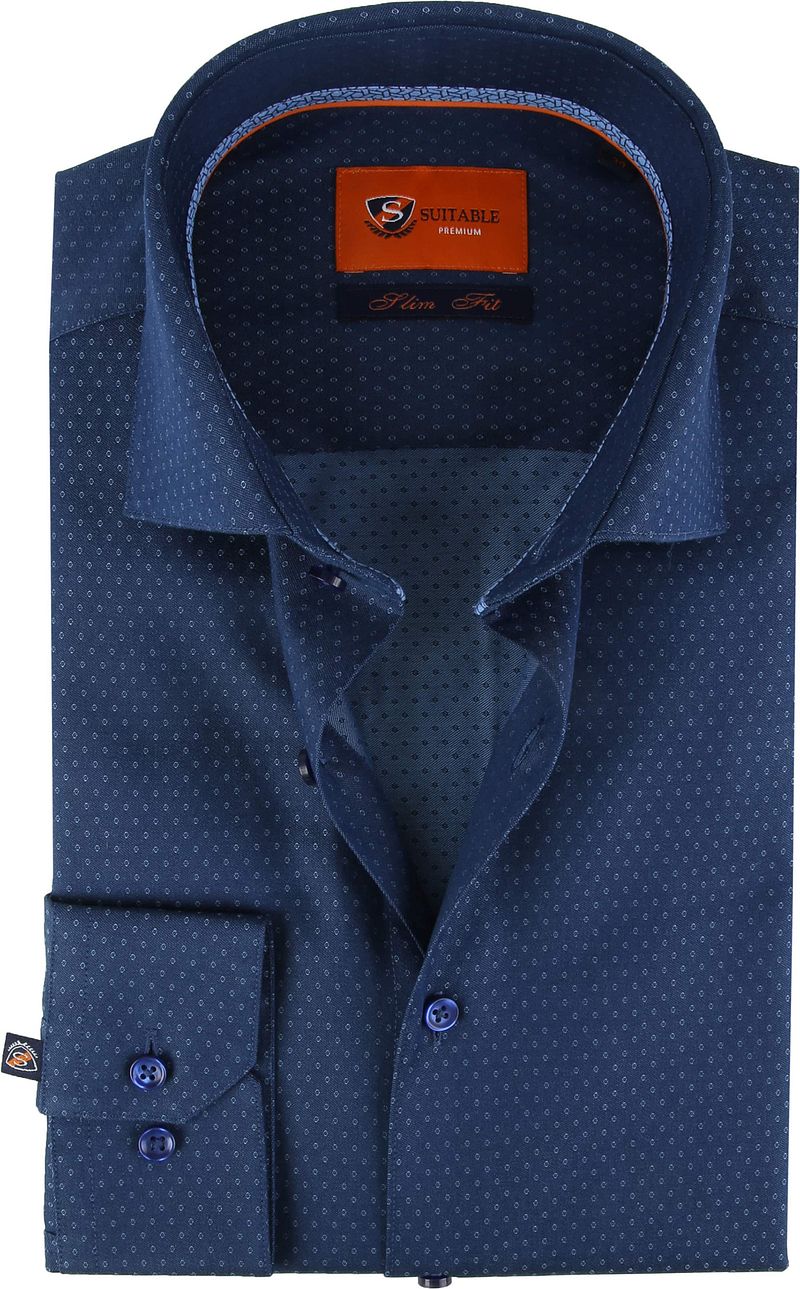 Suitable Chemise Coupe slim Design Marine  Bleu foncé Bleu taille 38