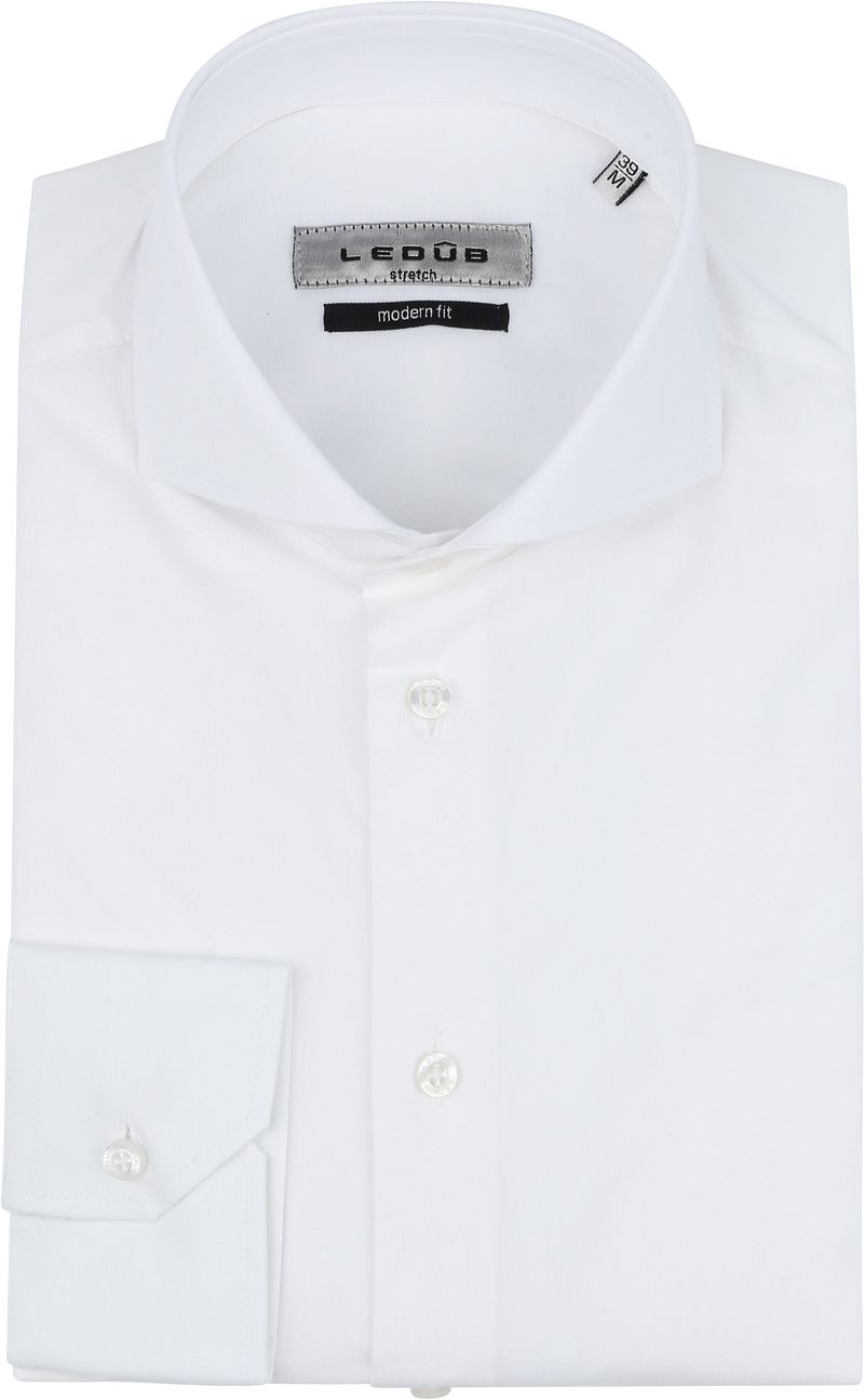 Ledub Overhemd wit stretch Modern Fit