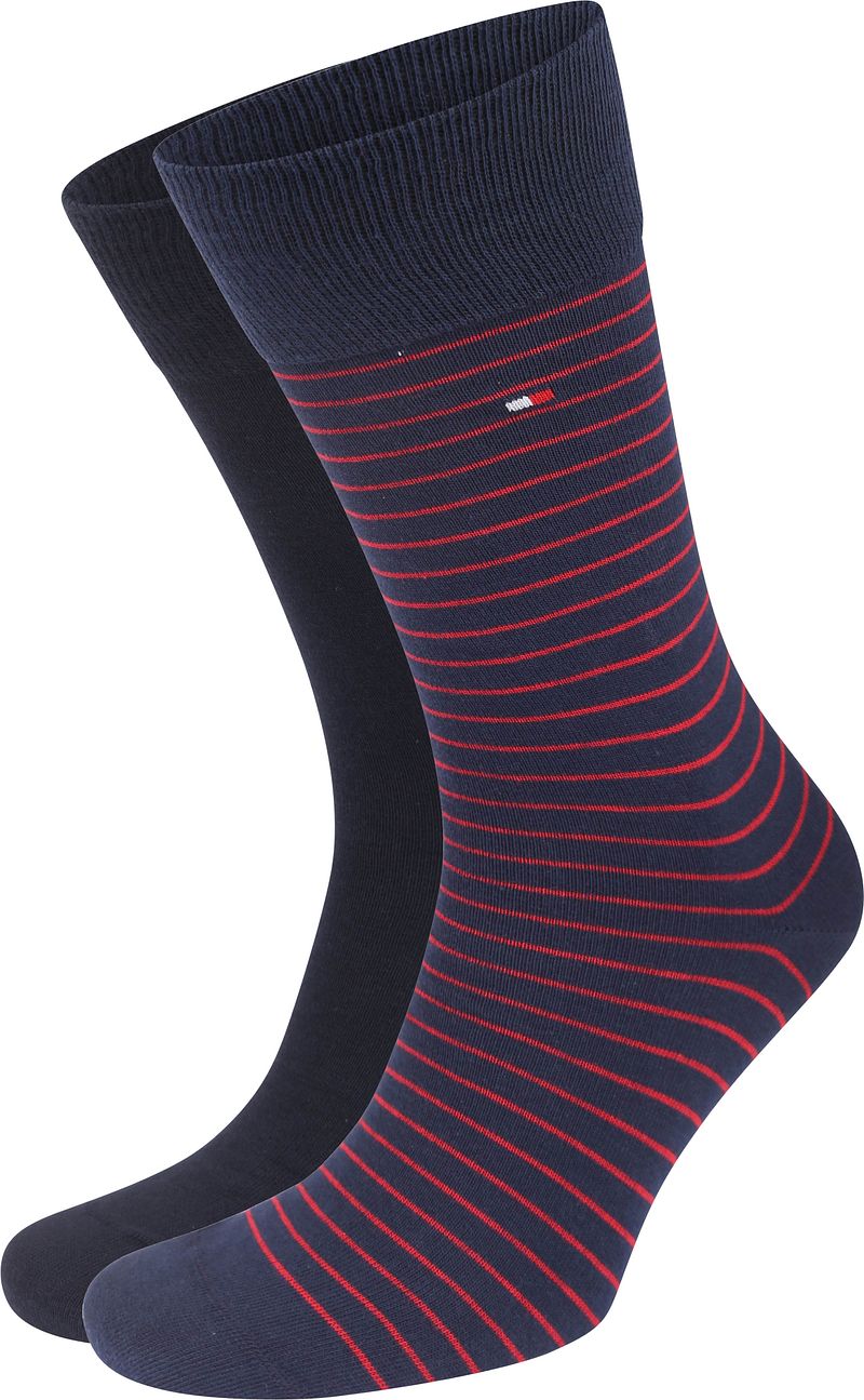 Tommy Hilfiger Socken 2 Paare Dunkelblau Streife - Größe 43-46 günstig online kaufen