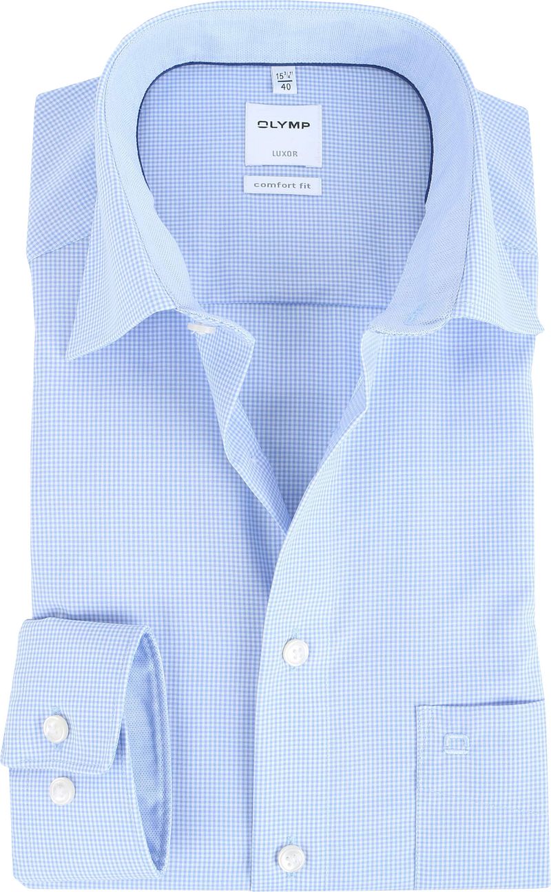 OLYMP Luxor Comfort Fit Hemd Blau Karo - Größe 44 günstig online kaufen