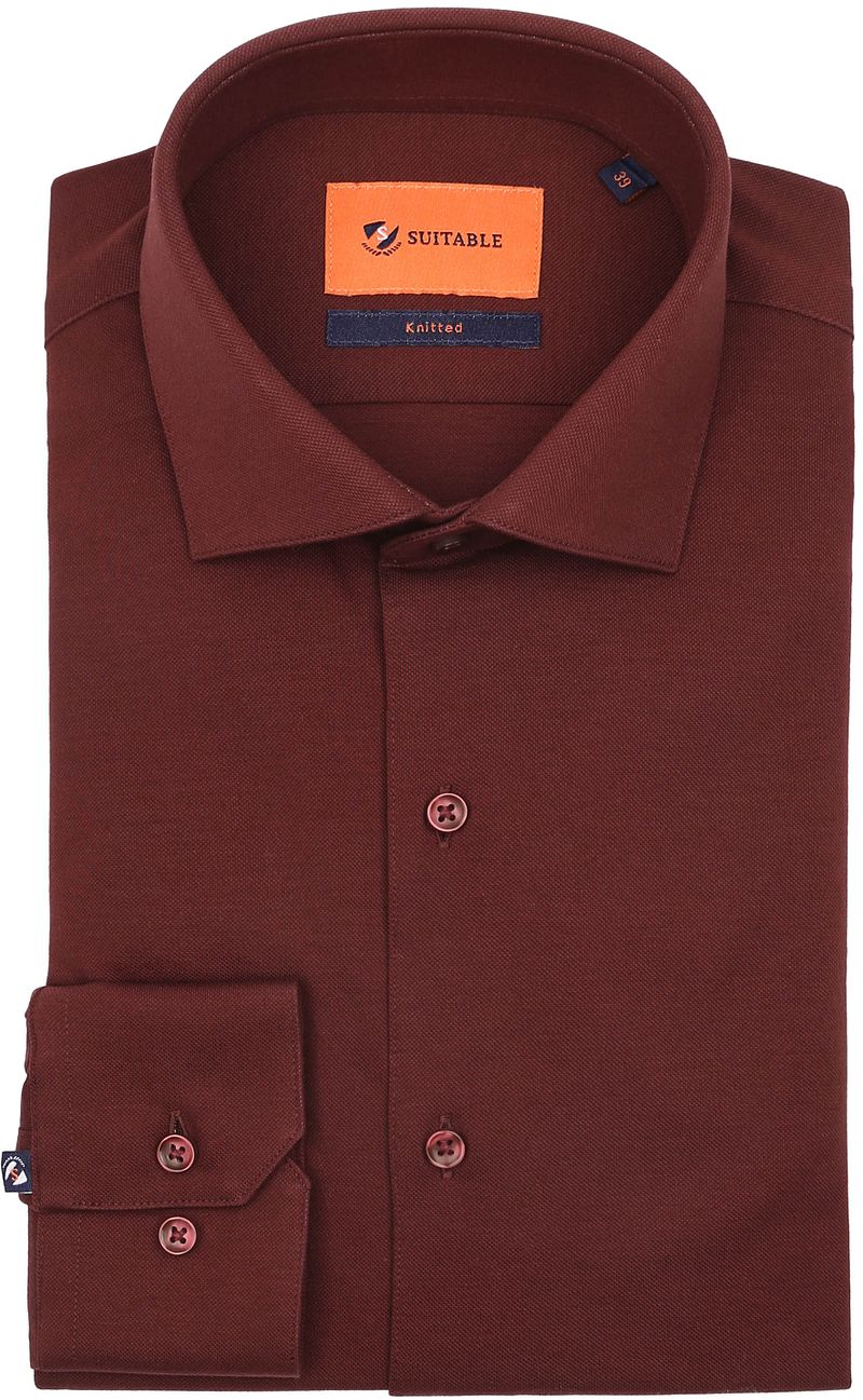 Suitable Slim-Fit Pique Hemd Bordeaux - Größe 41 günstig online kaufen