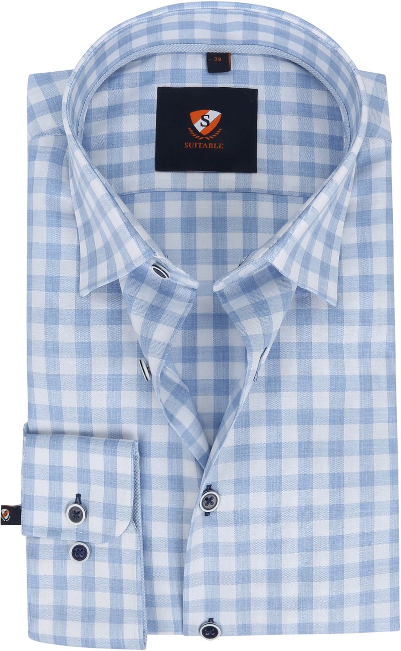 Suitable Chemise 227-9 Carreaux  Bleu clair Multicoloré Bleu taille 38