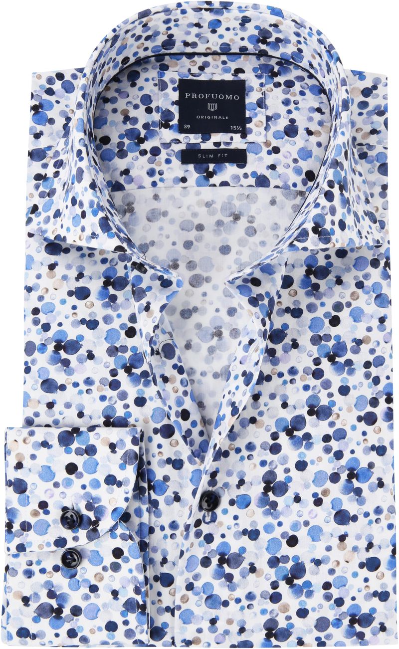 Profuomo Overhemd Polka Dot Blauw