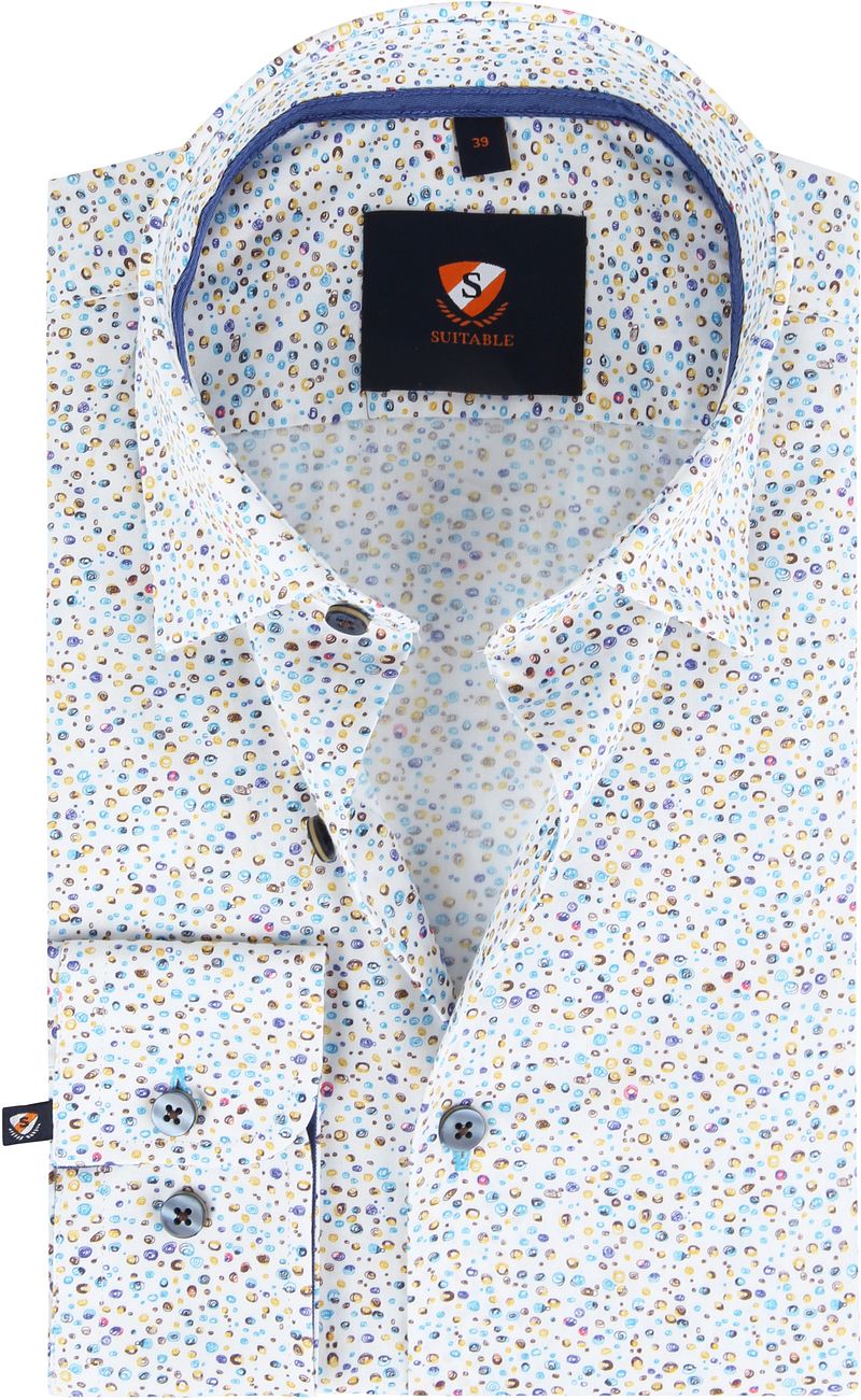Suitable Chemise HBD Coupe Slim Pierres Multicoloré Blanc taille 38