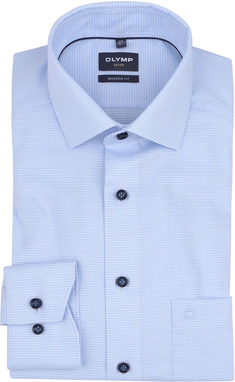 OLYMP Luxor Hemd Pied De Poule Hellblau - Größe 43 günstig online kaufen
