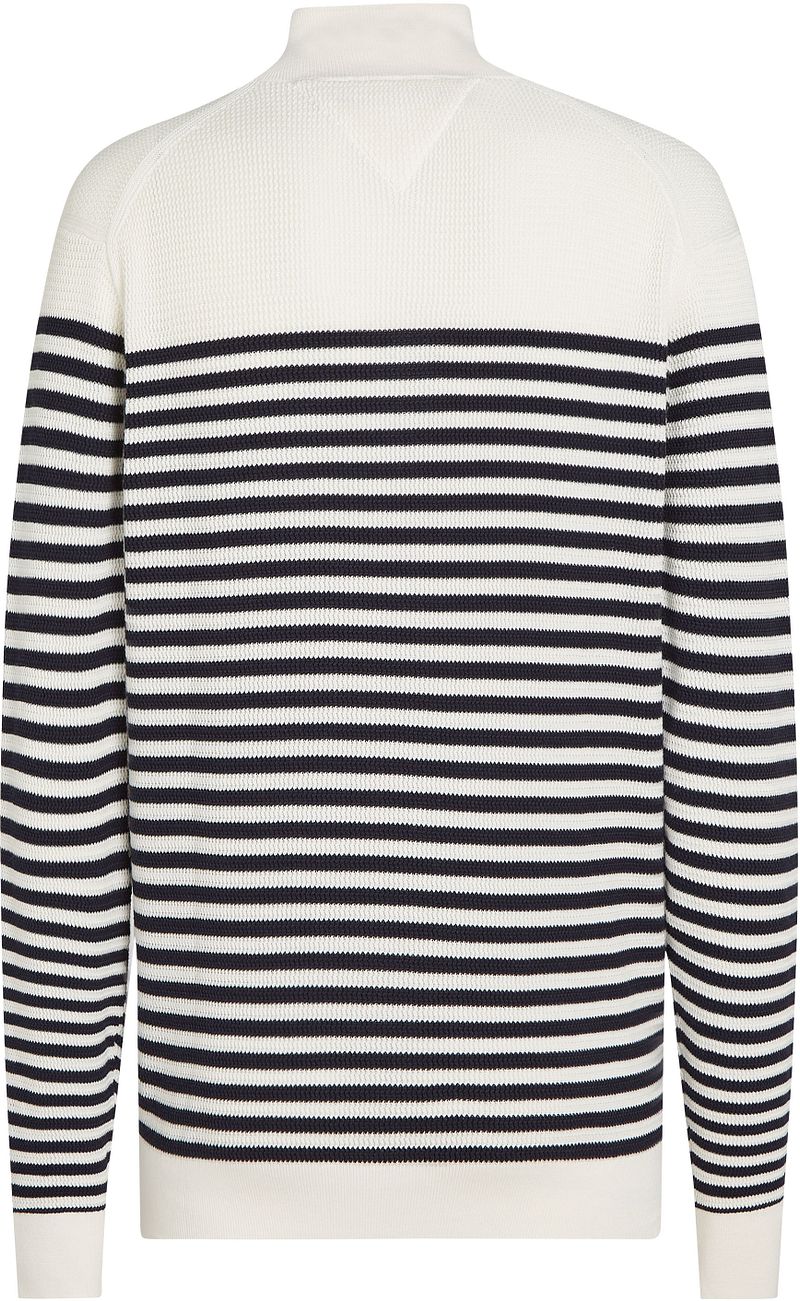 Tommy Hilfiger Racking Half-Zip Structure Streep Wit Navy