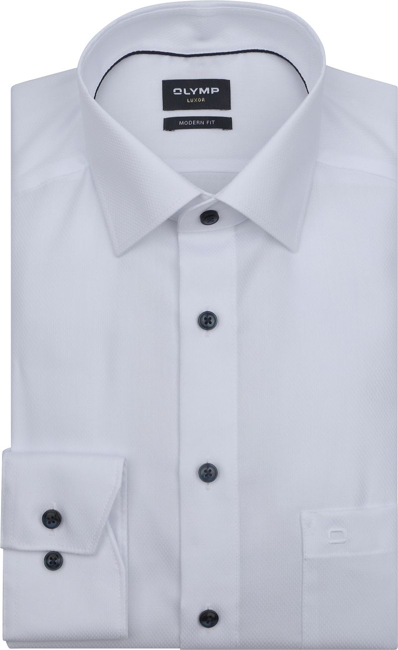 Olymp Luxor Overhemd Diamond Twill Wit