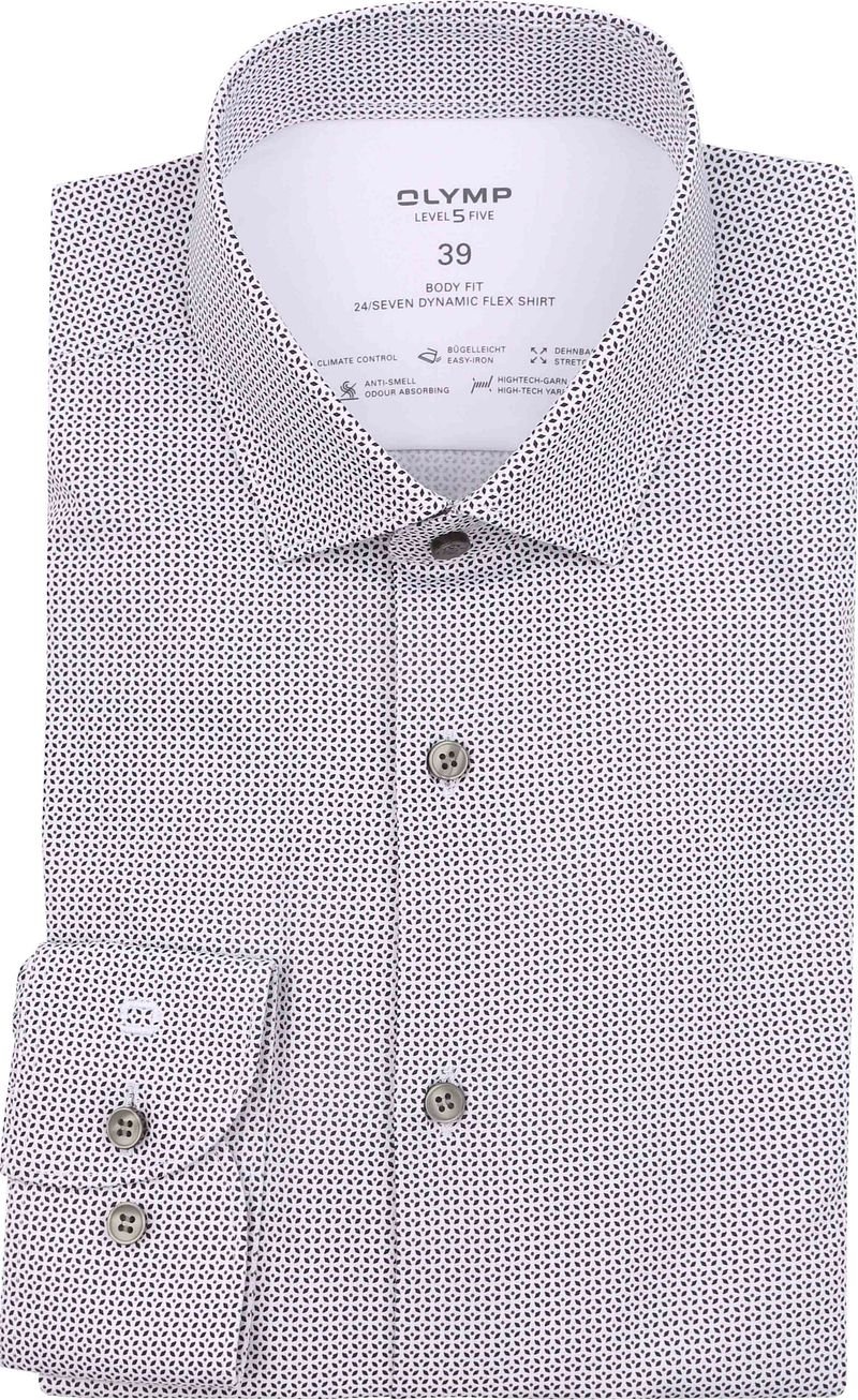 Olymp Overhemd Level 5 24 Seven Print Blauw