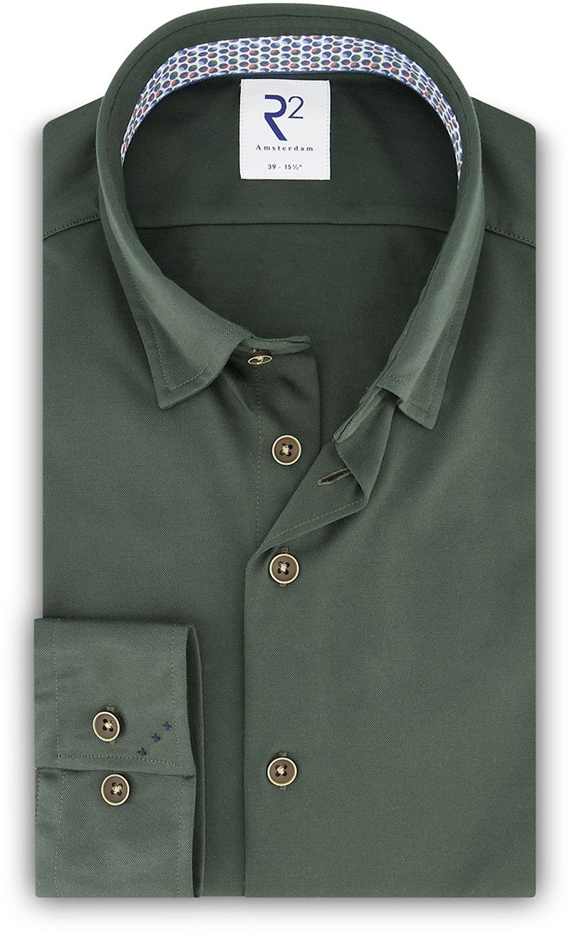 R2 Chemise Piqué Foncé Vert Vert foncé taille 37