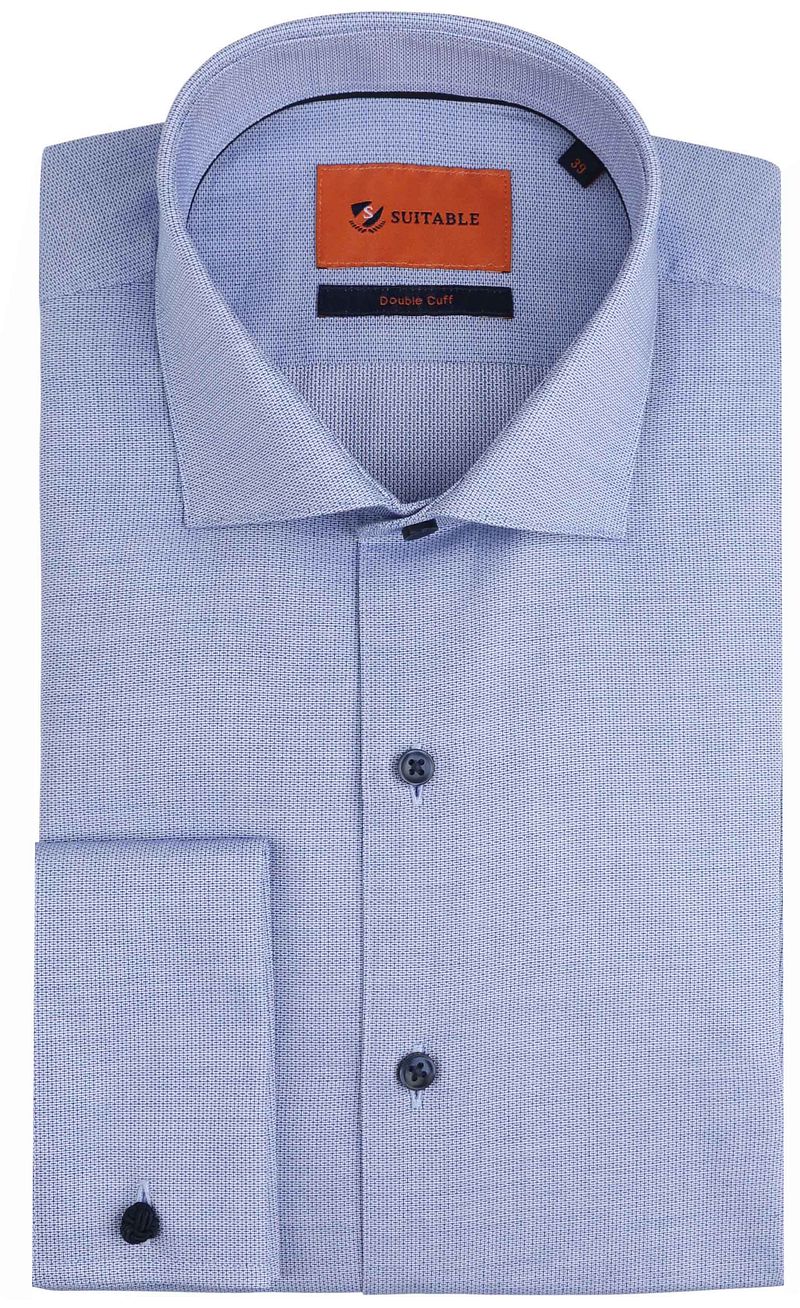 Suitable Overhemd Lange Mouw Overhemd Dubbel Manchet Blauw
