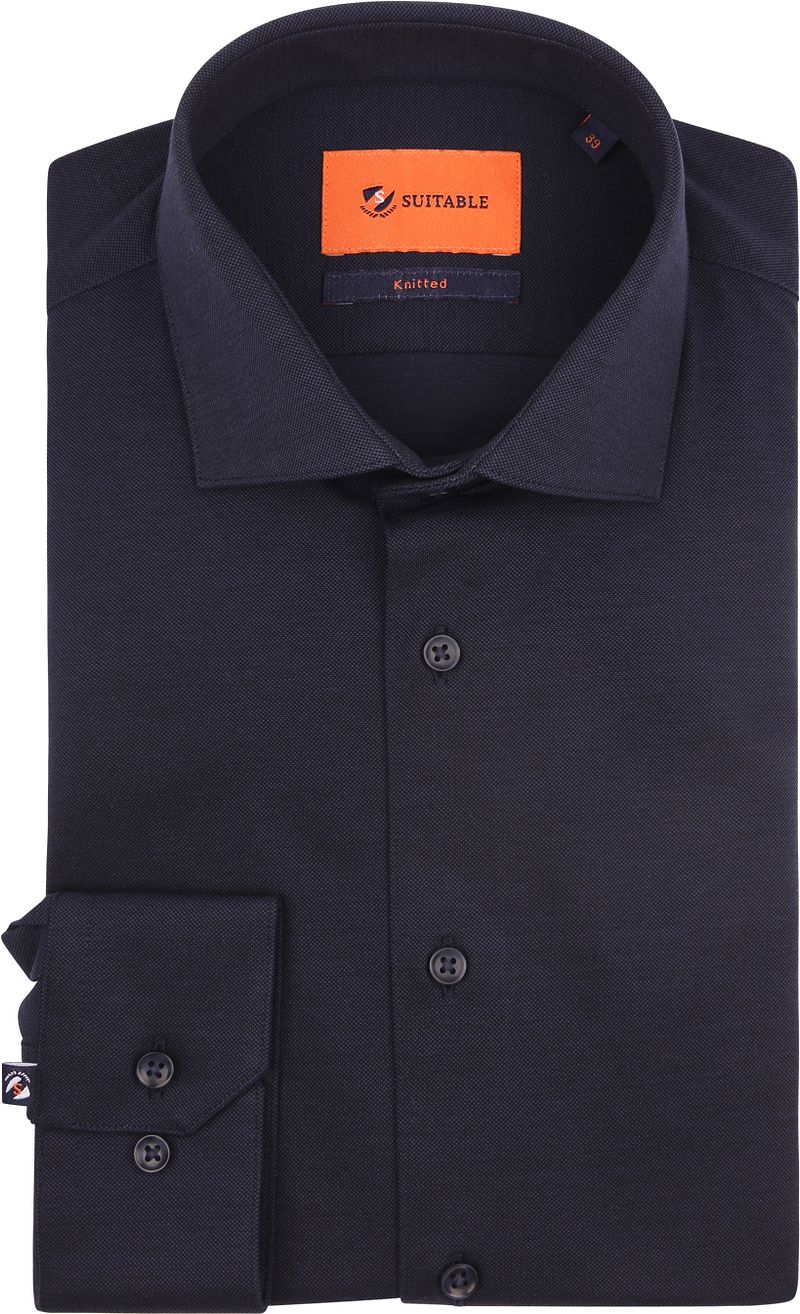 Suitable Chemise Piqué Tricoté Marine Bleu foncé Bleu taille 41