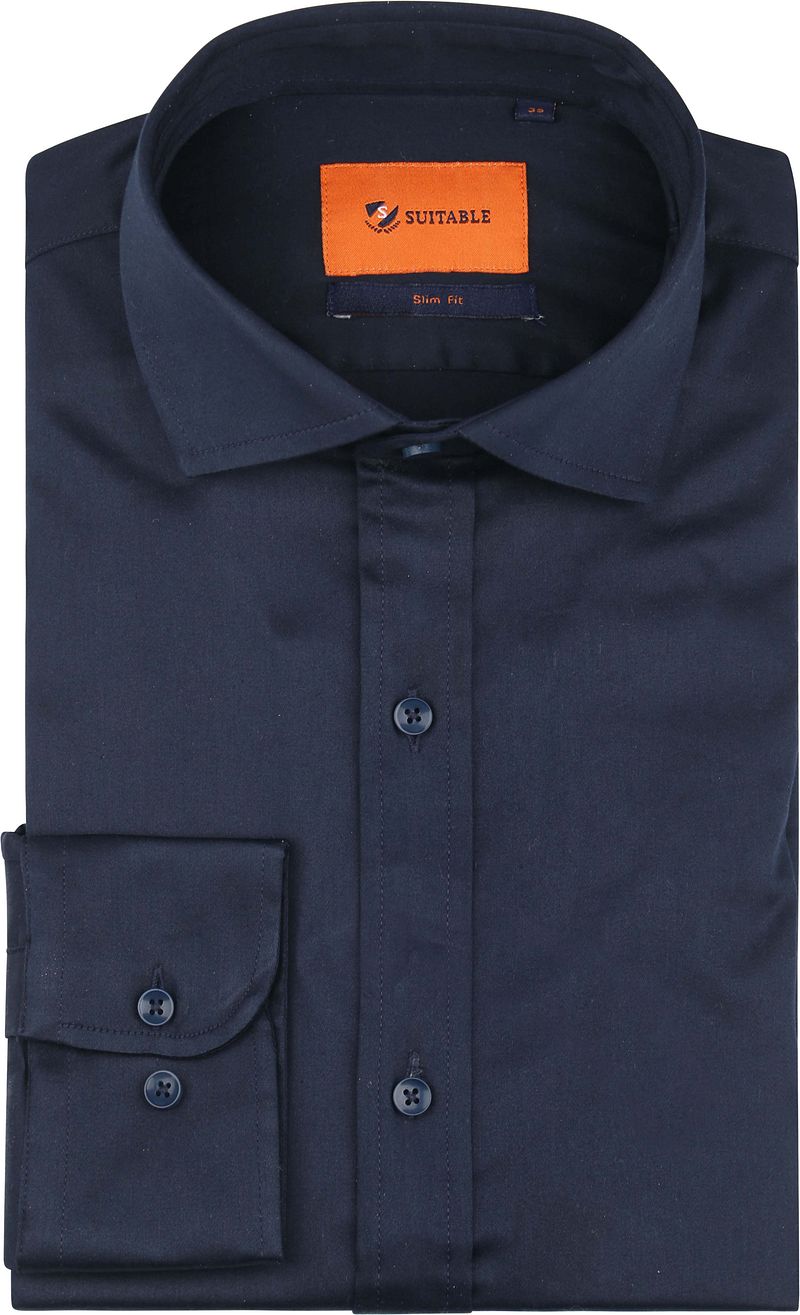 Suitable Satin Hemd Navyblau - Größe 42 günstig online kaufen