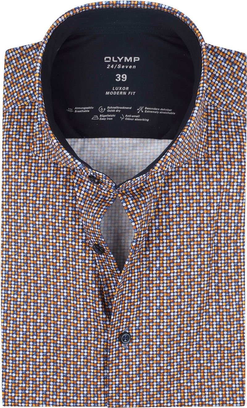 Olymp Luxor Jersey Stretch Overhemd 24/Seven Caramel