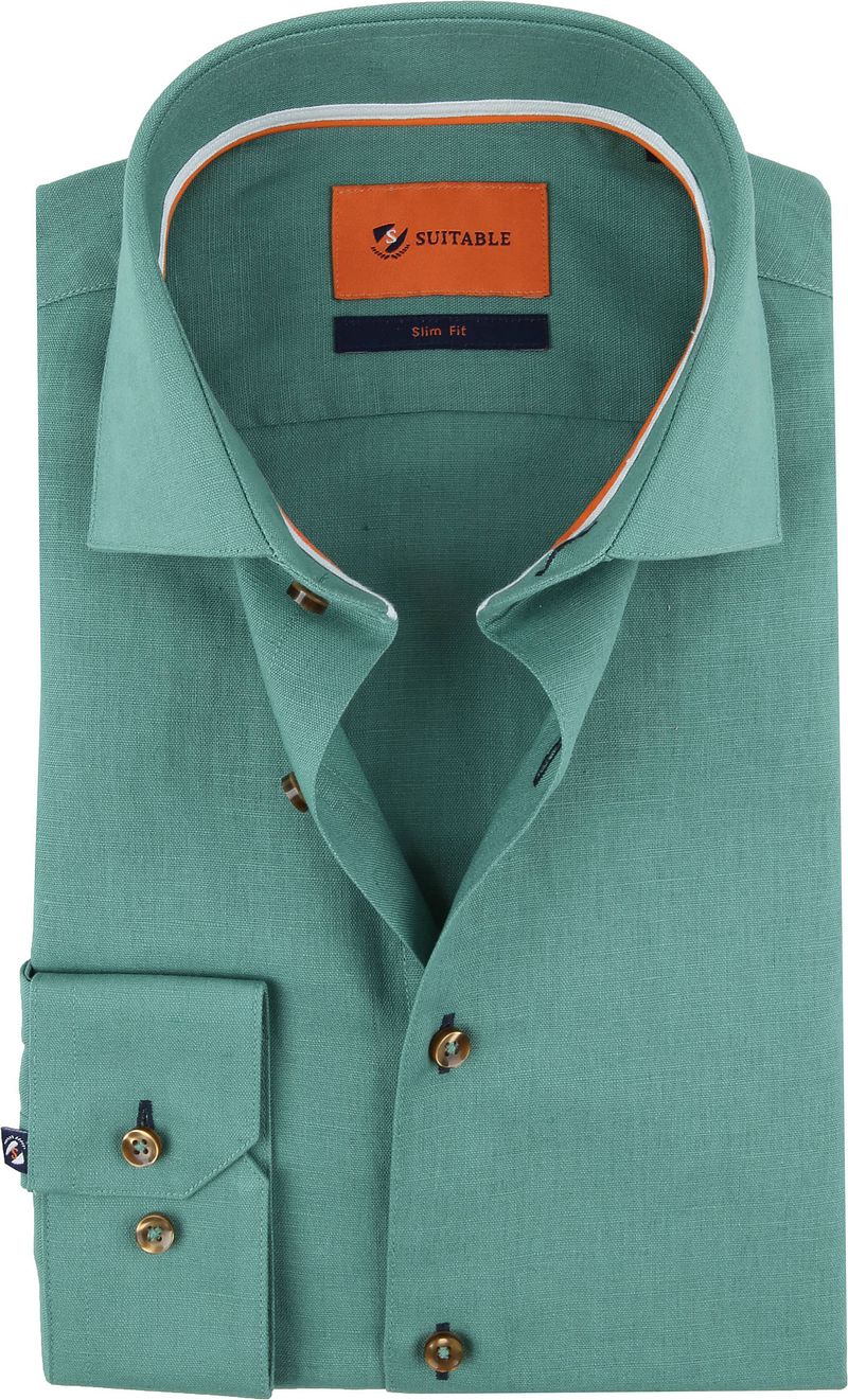 Suitable Chemise Col Italien  Vert taille 40