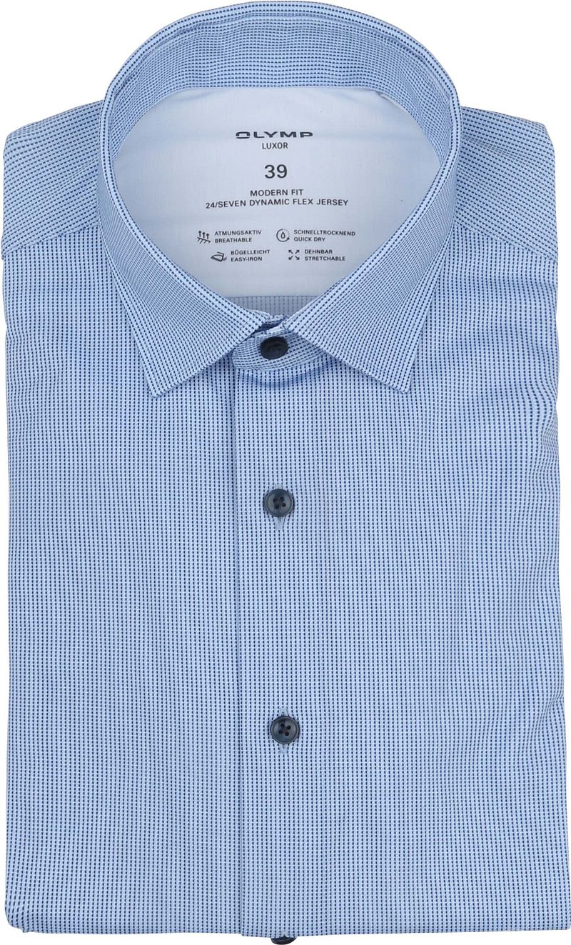 Olymp Luxor Overhemd 24 Seven Print Blauw