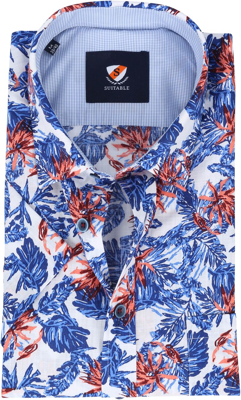 Suitable Chemise Loup Manches Courtes Feuilles Multicolore Multicoloré Bleu taille M