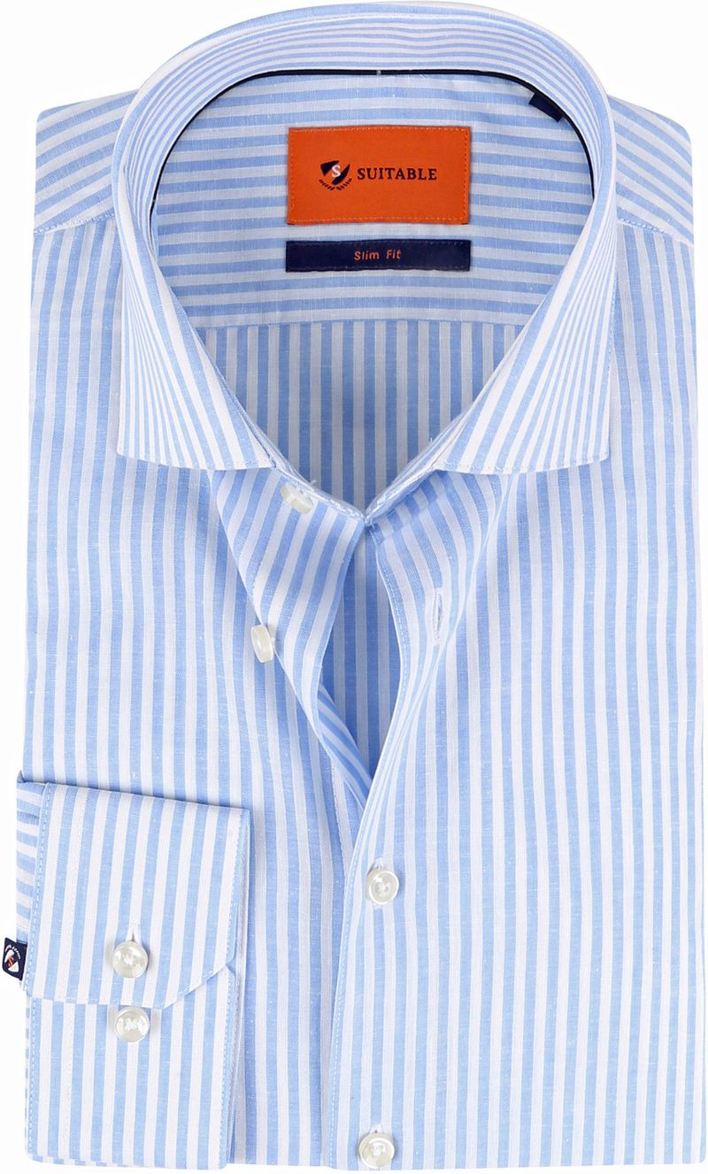Suitable Chemise De Lin Rayures Bleu clair Bleu taille 38