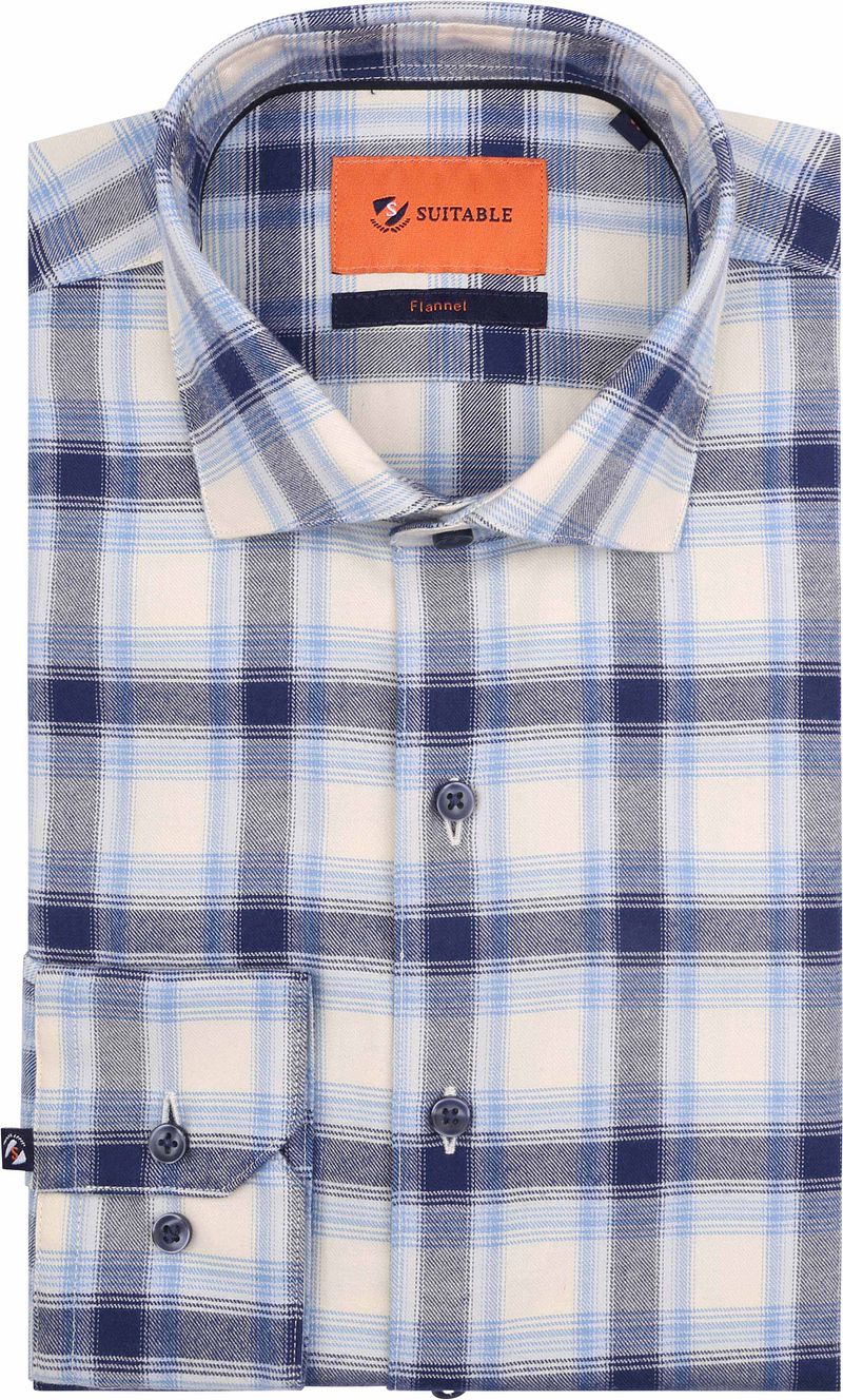 Suitable Hemd Widespread Flanel Kariert Blau - Größe 38 günstig online kaufen